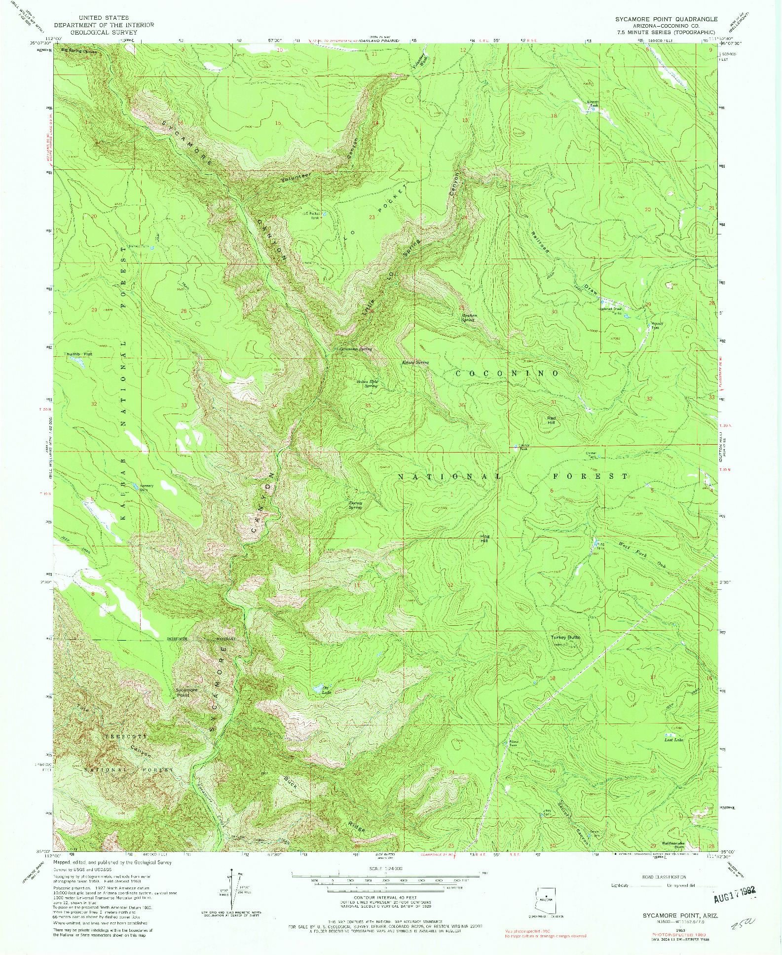 USGS 1:24000-SCALE QUADRANGLE FOR SYCAMORE POINT, AZ 1963