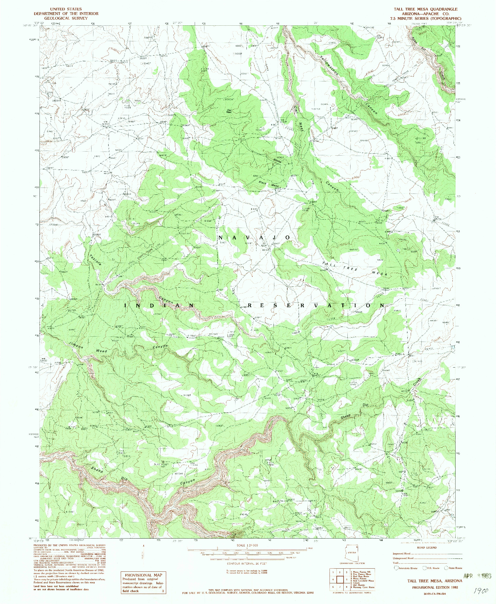 USGS 1:24000-SCALE QUADRANGLE FOR TALL TREE MESA, AZ 1982