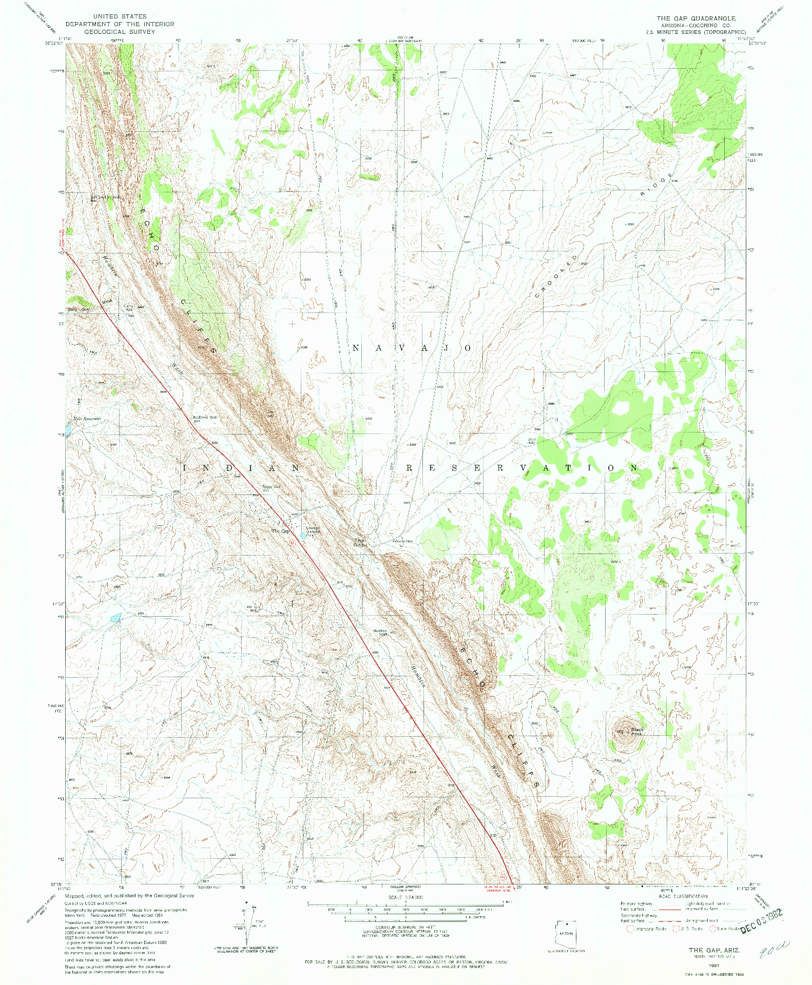 USGS 1:24000-SCALE QUADRANGLE FOR THE GAP, AZ 1981