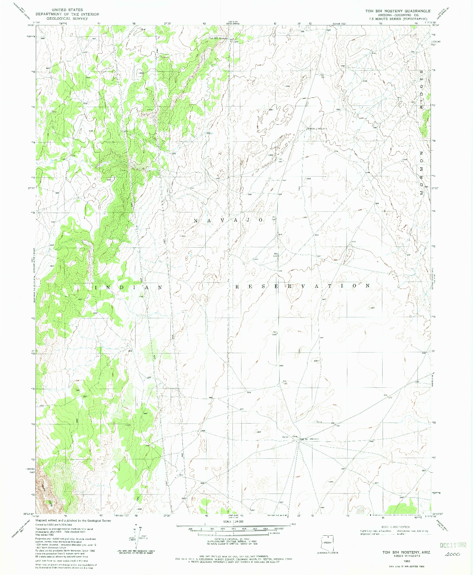 USGS 1:24000-SCALE QUADRANGLE FOR TOH BIH NOSTENY, AZ 1982