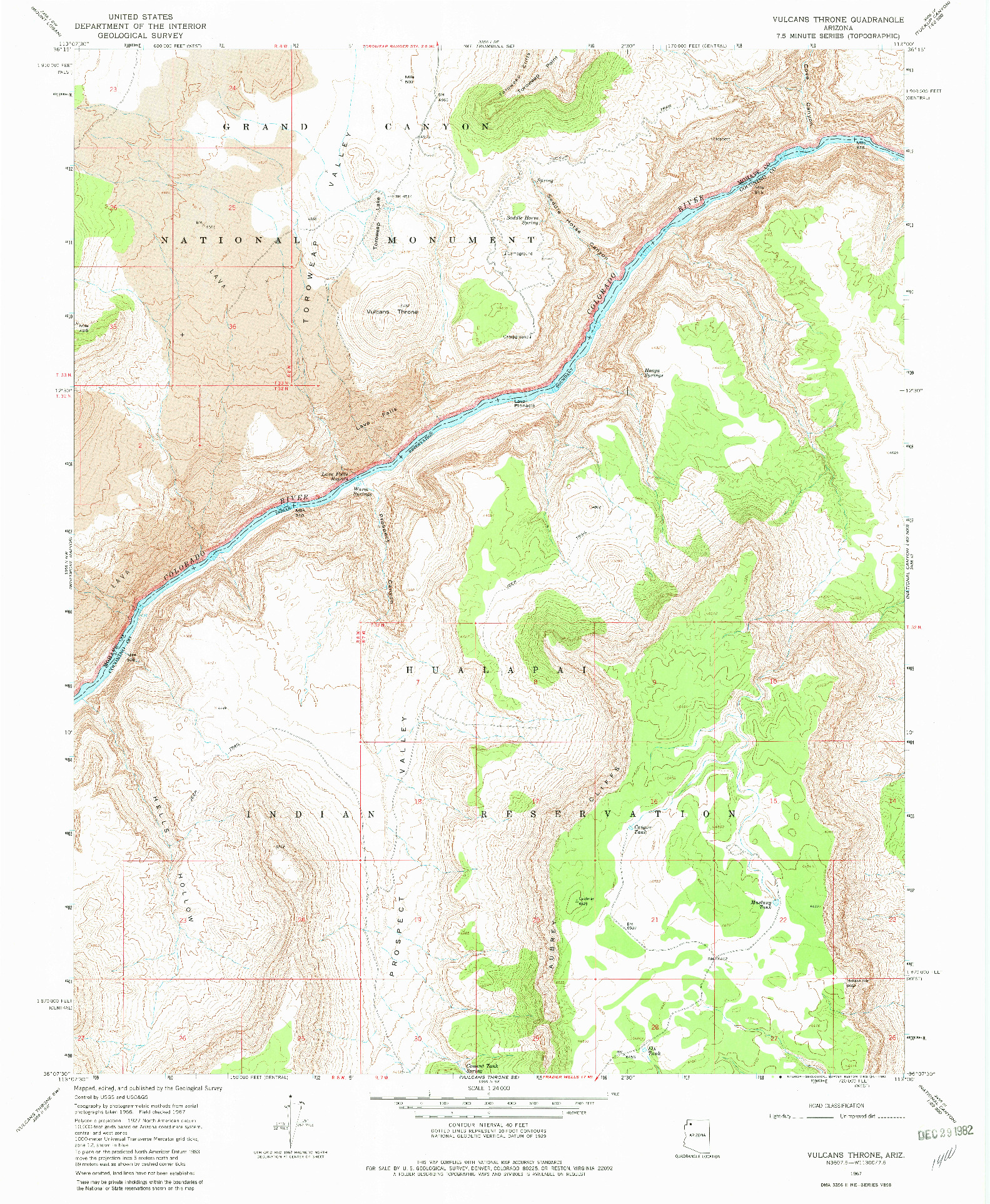 USGS 1:24000-SCALE QUADRANGLE FOR VULCANS THRONE, AZ 1967