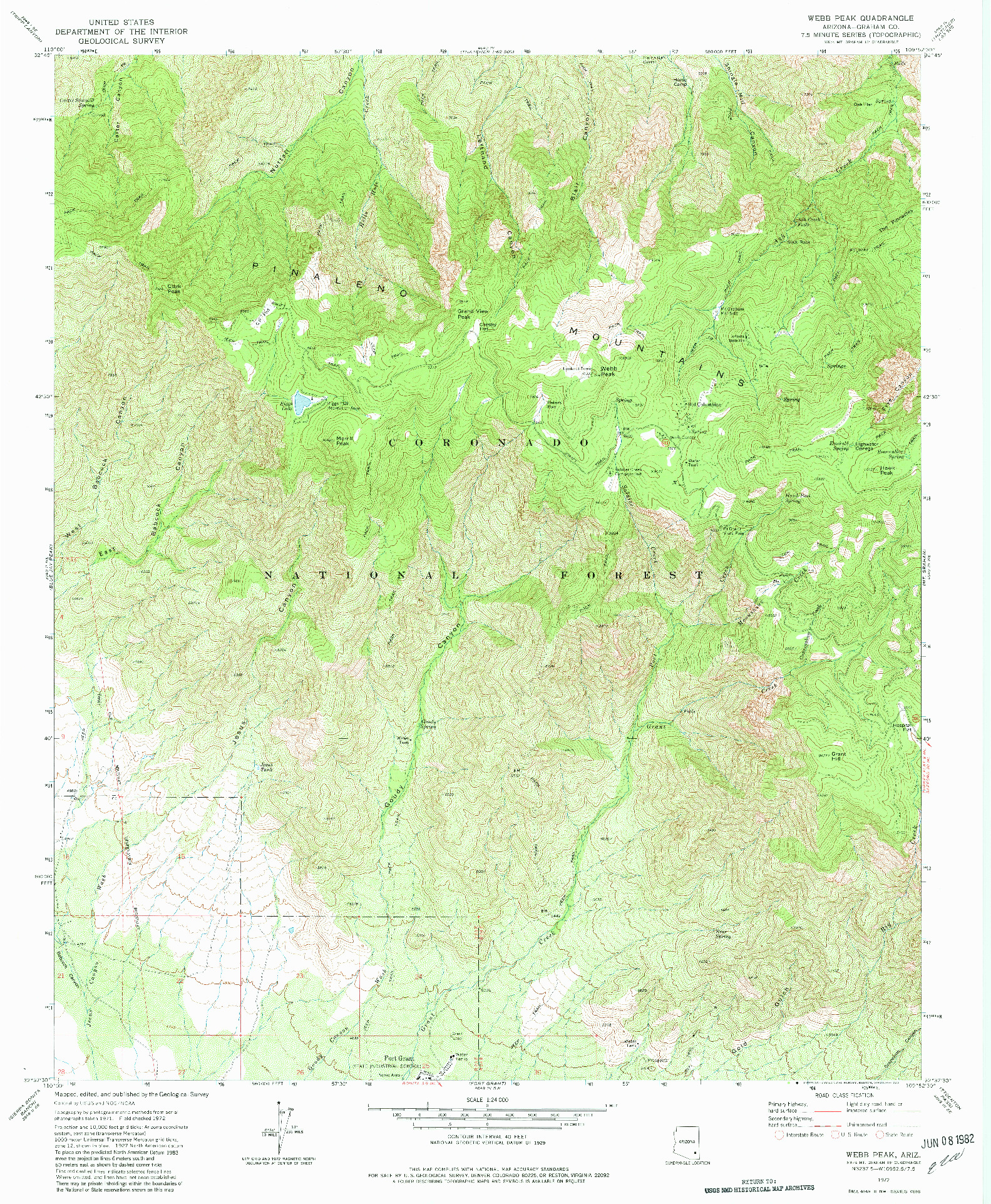 USGS 1:24000-SCALE QUADRANGLE FOR WEBB PEAK, AZ 1972