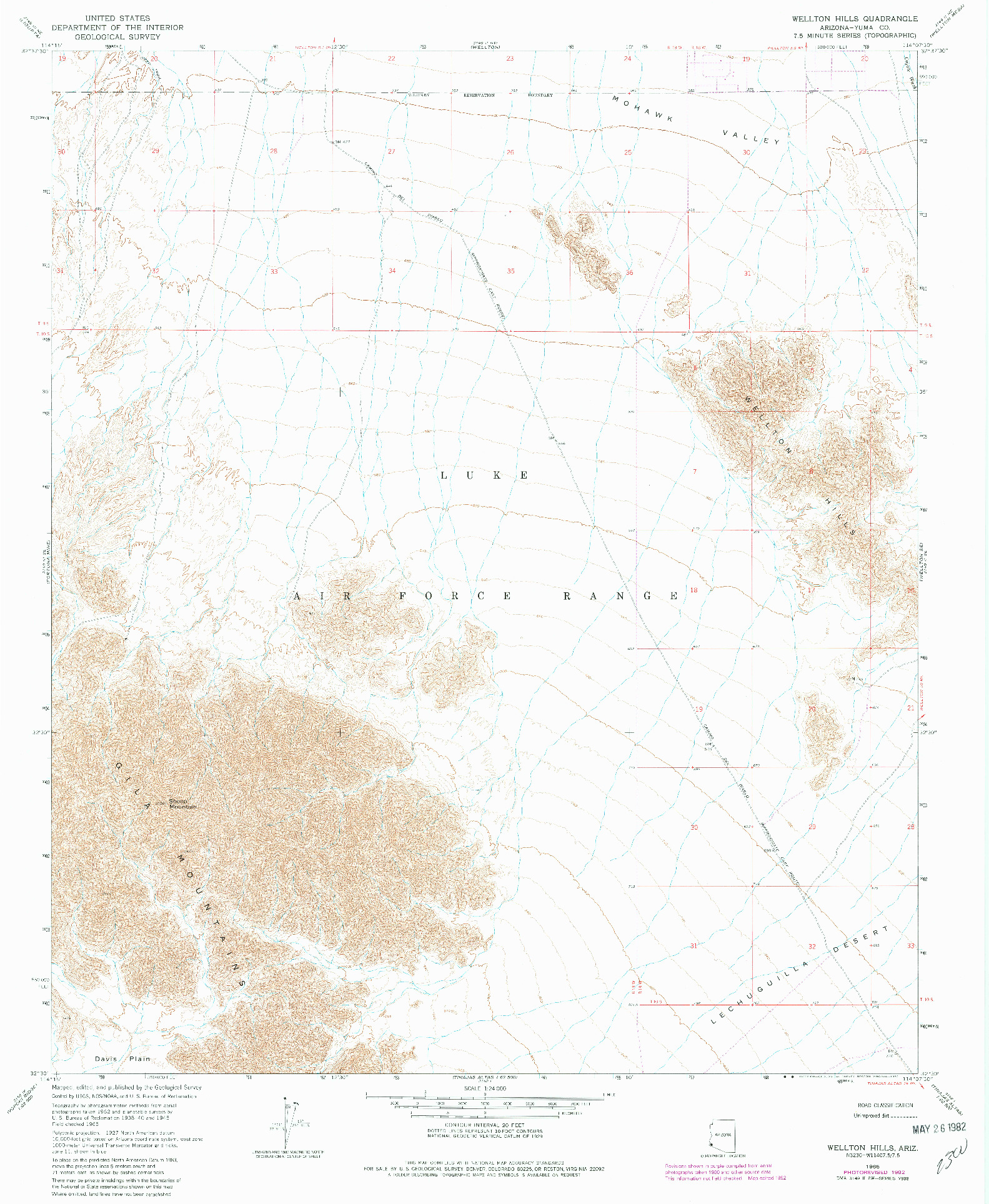 USGS 1:24000-SCALE QUADRANGLE FOR WELLTON HILLS, AZ 1965
