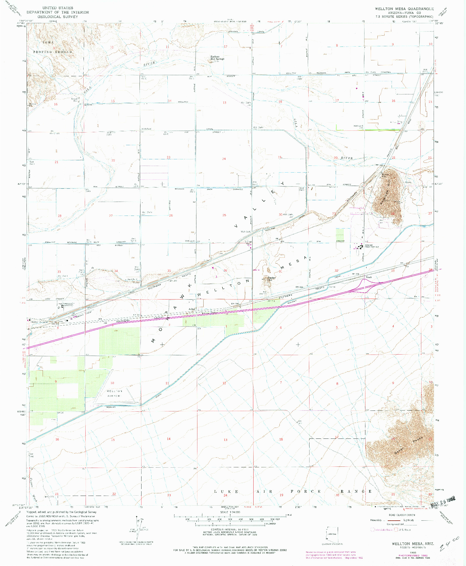 USGS 1:24000-SCALE QUADRANGLE FOR WELLTON MESA, AZ 1965