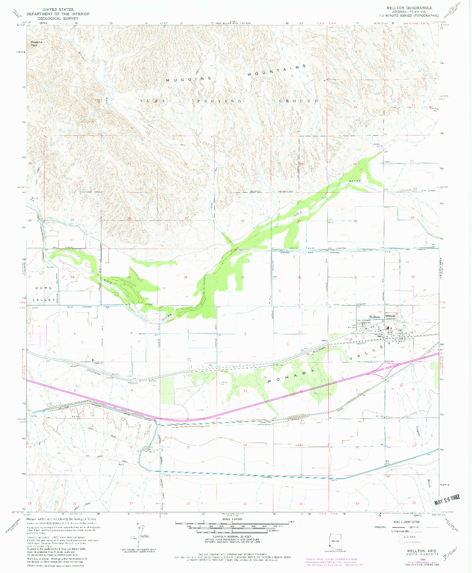 USGS 1:24000-SCALE QUADRANGLE FOR WELLTON, AZ 1965