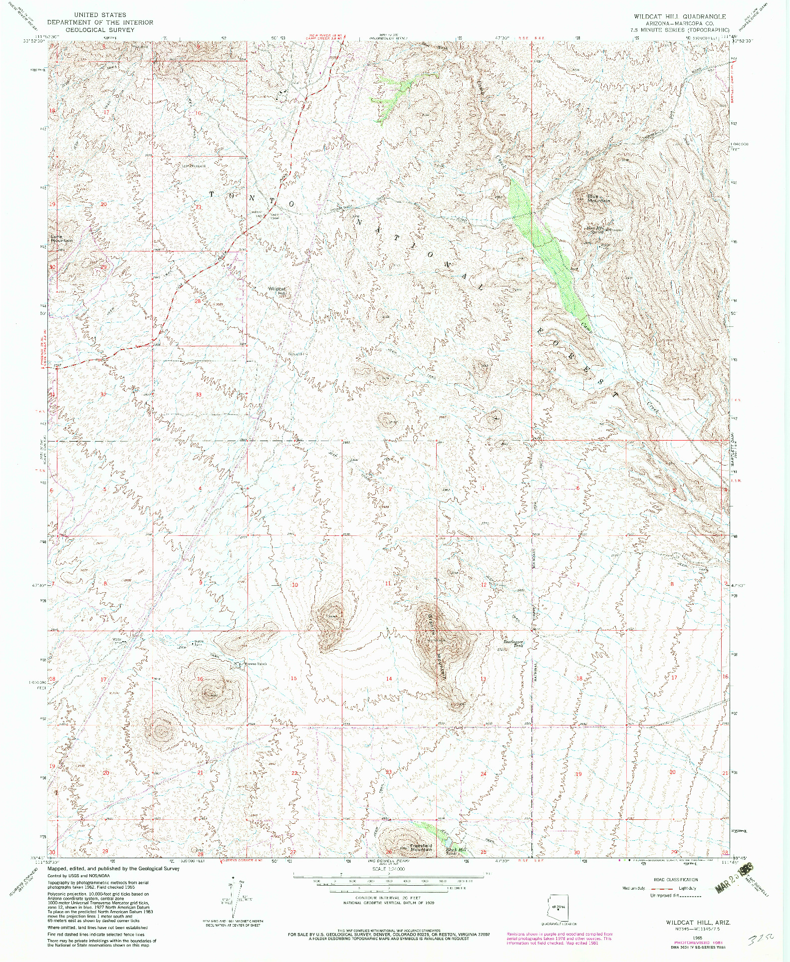 USGS 1:24000-SCALE QUADRANGLE FOR WILDCAT HILL, AZ 1965