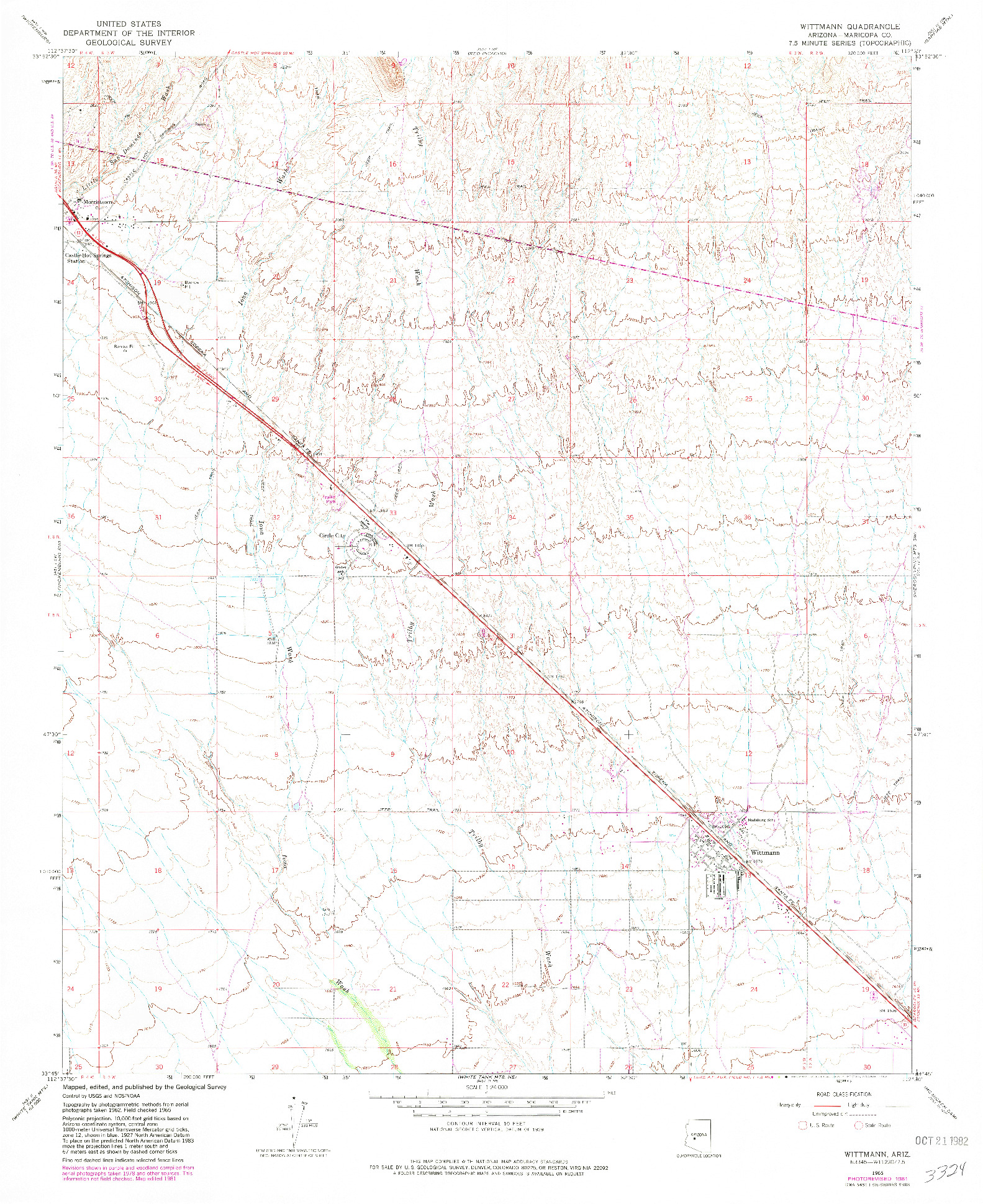 USGS 1:24000-SCALE QUADRANGLE FOR WITTMANN, AZ 1965