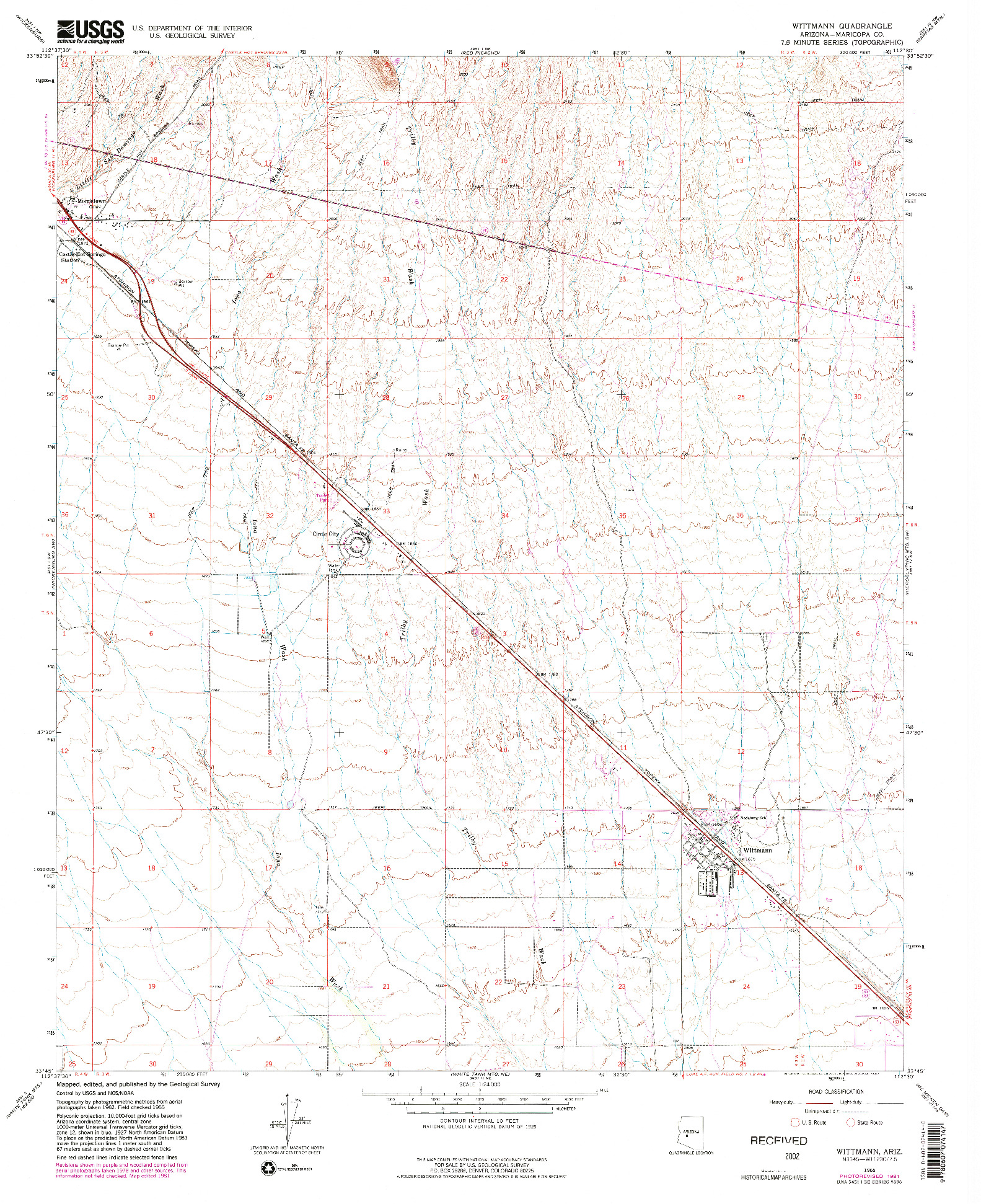 USGS 1:24000-SCALE QUADRANGLE FOR WITTMANN, AZ 1965