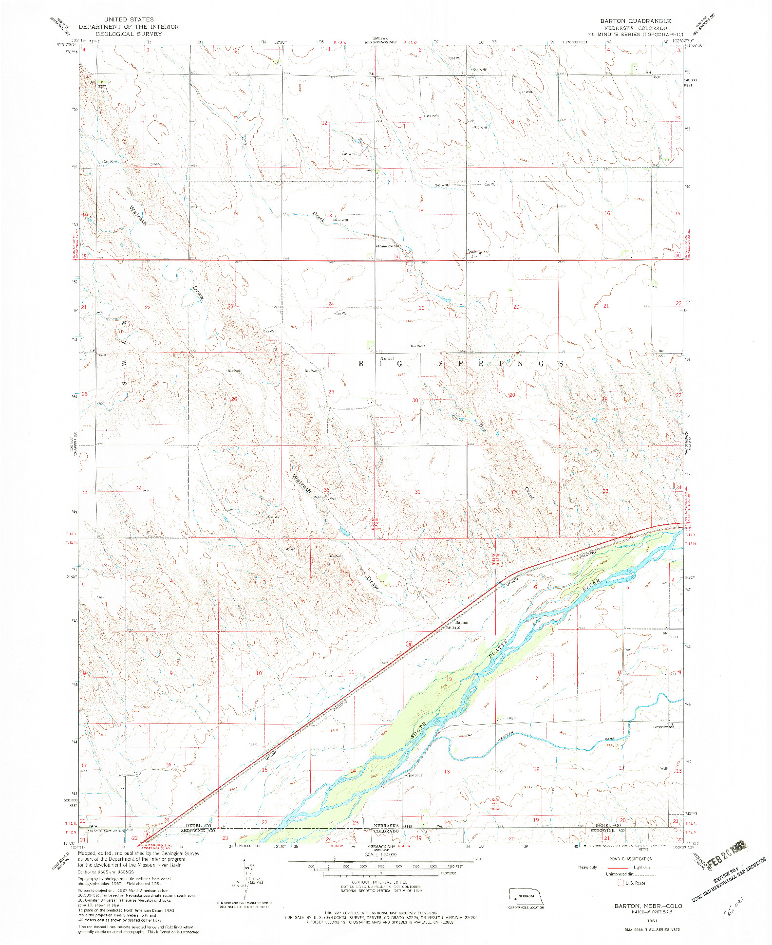 USGS 1:24000-SCALE QUADRANGLE FOR BARTON, NE 1961