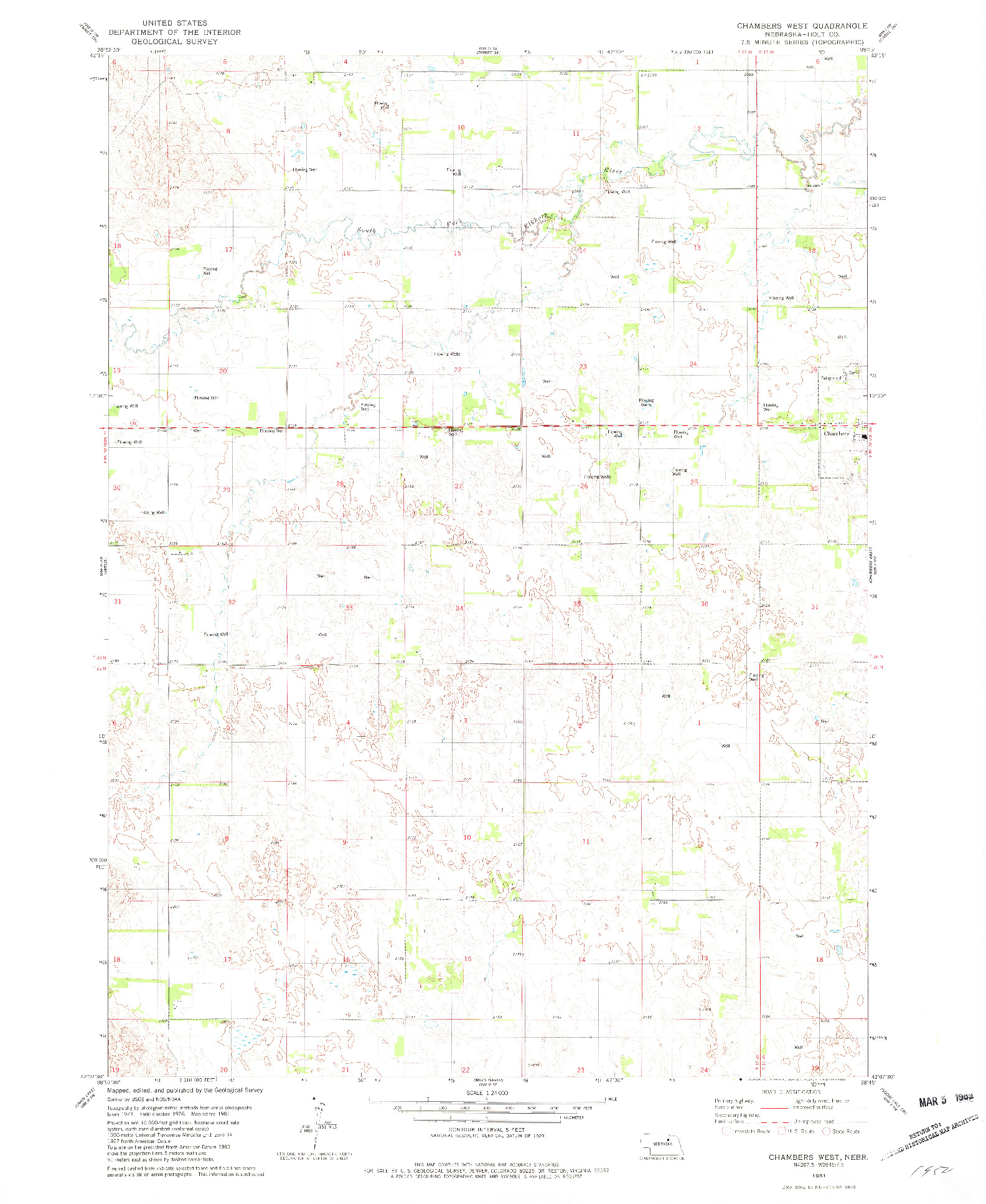 USGS 1:24000-SCALE QUADRANGLE FOR CHAMBERS WEST, NE 1981