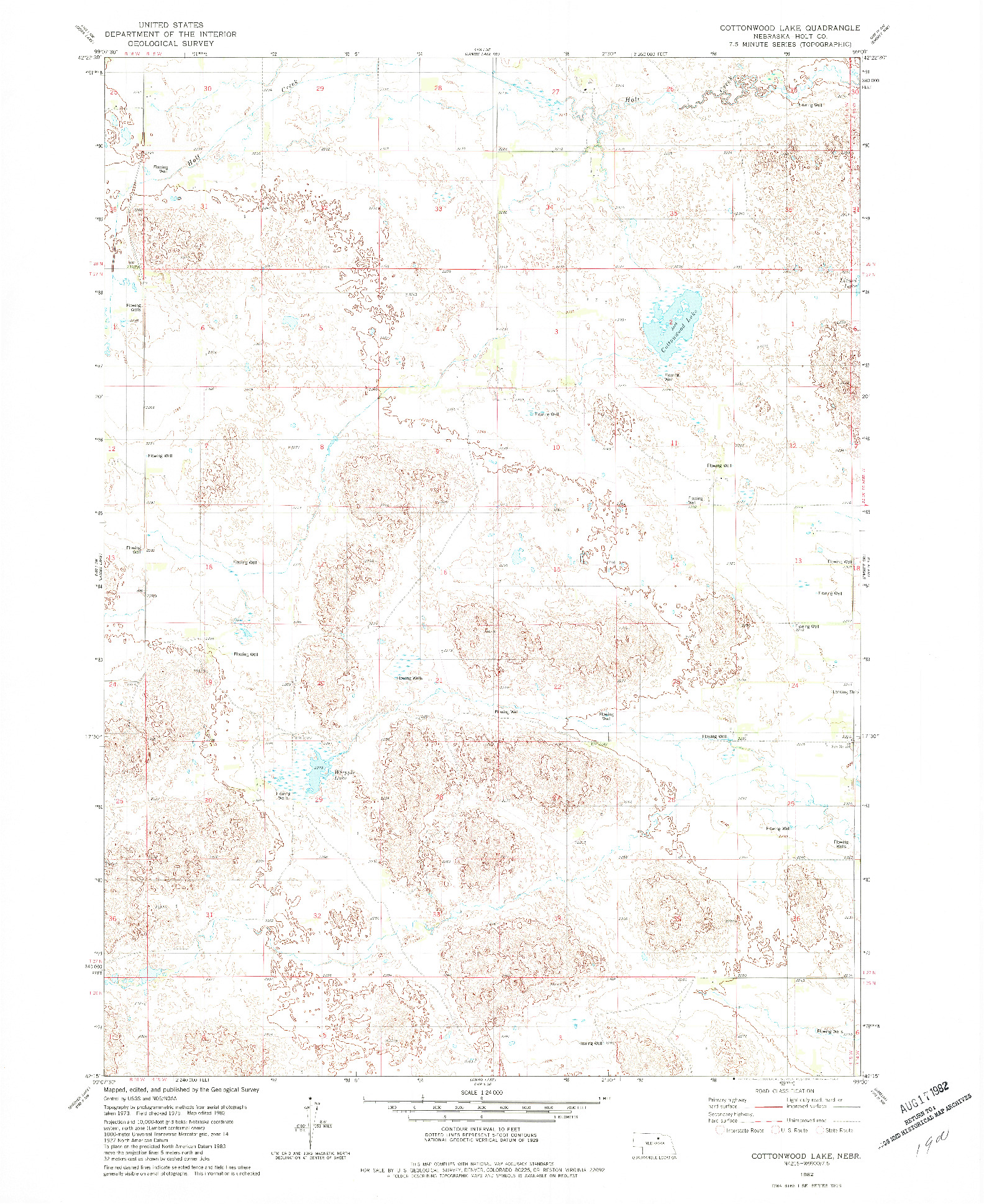 USGS 1:24000-SCALE QUADRANGLE FOR COTTONWOOD LAKE, NE 1982