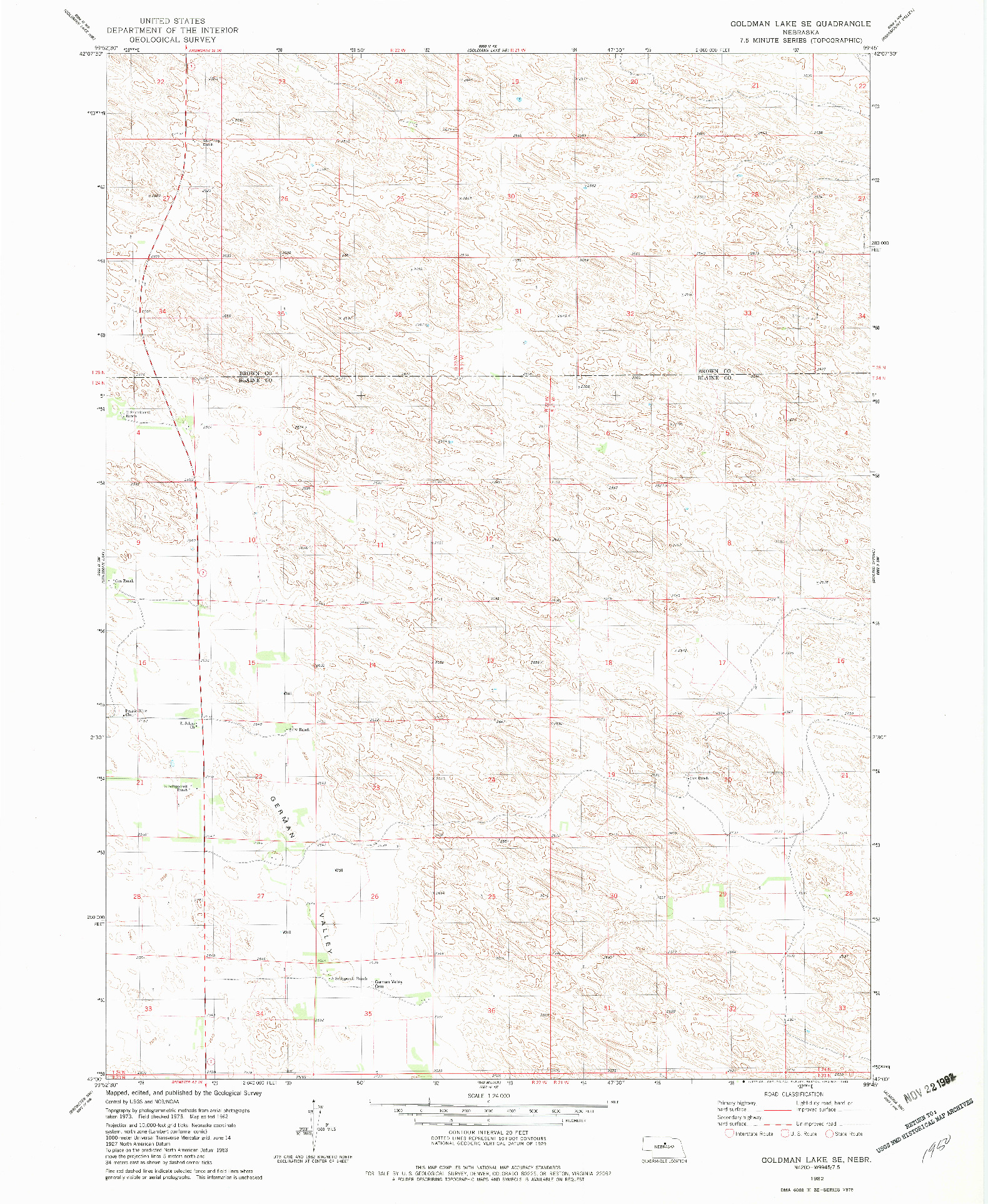 USGS 1:24000-SCALE QUADRANGLE FOR GOLDMAN LAKE SE, NE 1982