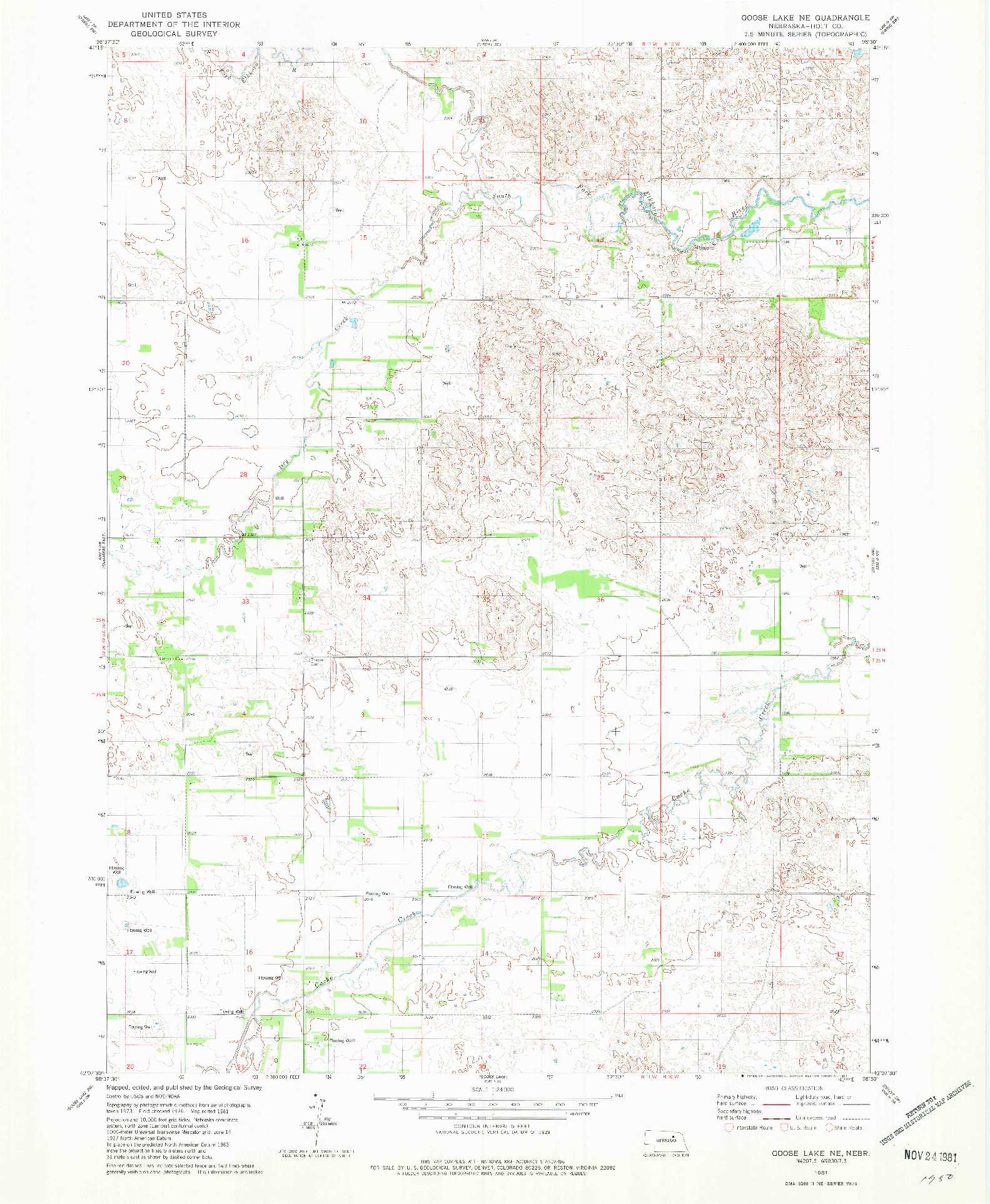 USGS 1:24000-SCALE QUADRANGLE FOR GOOSE LAKE NE, NE 1981