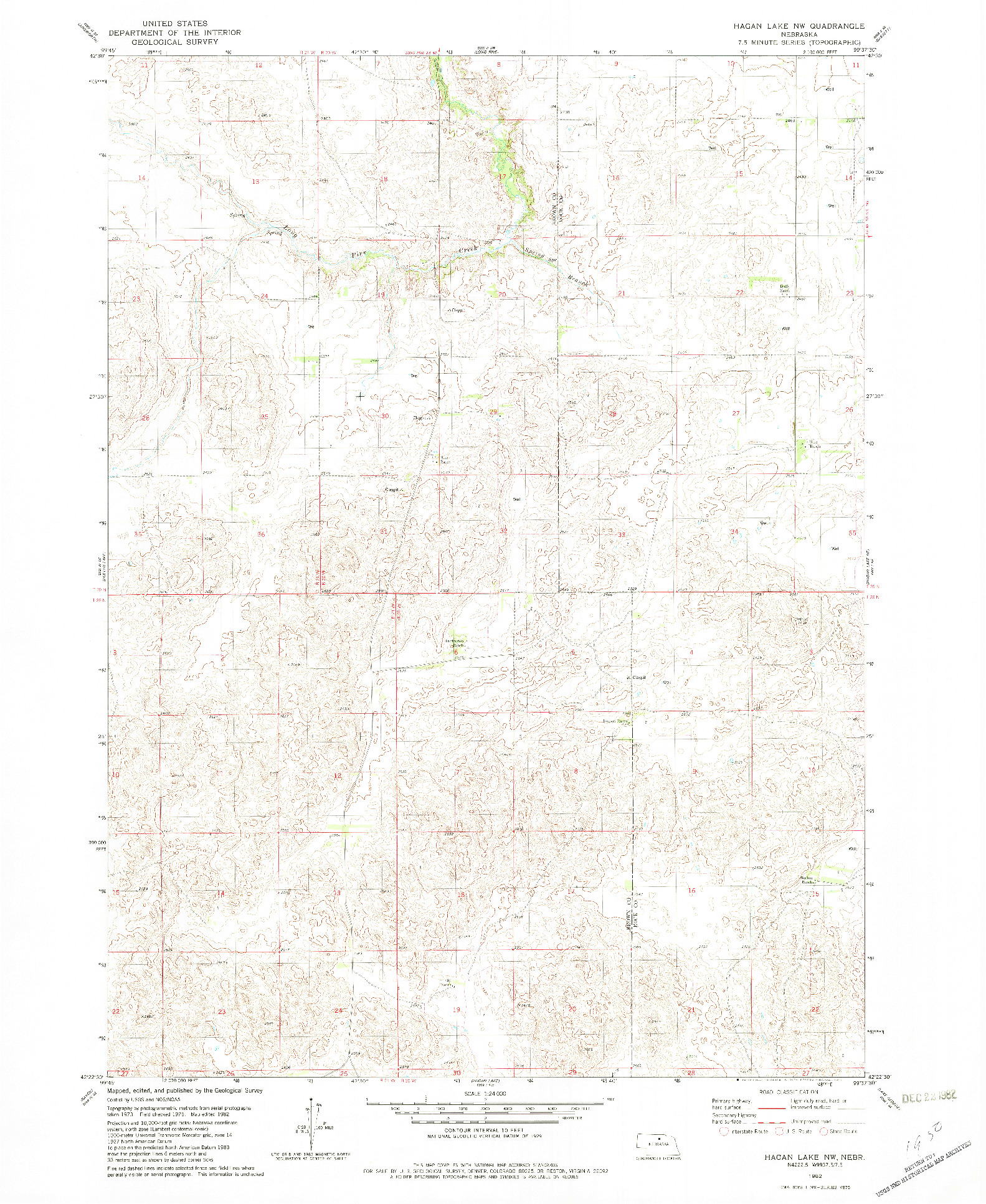 USGS 1:24000-SCALE QUADRANGLE FOR HAGAN LAKE NW, NE 1982