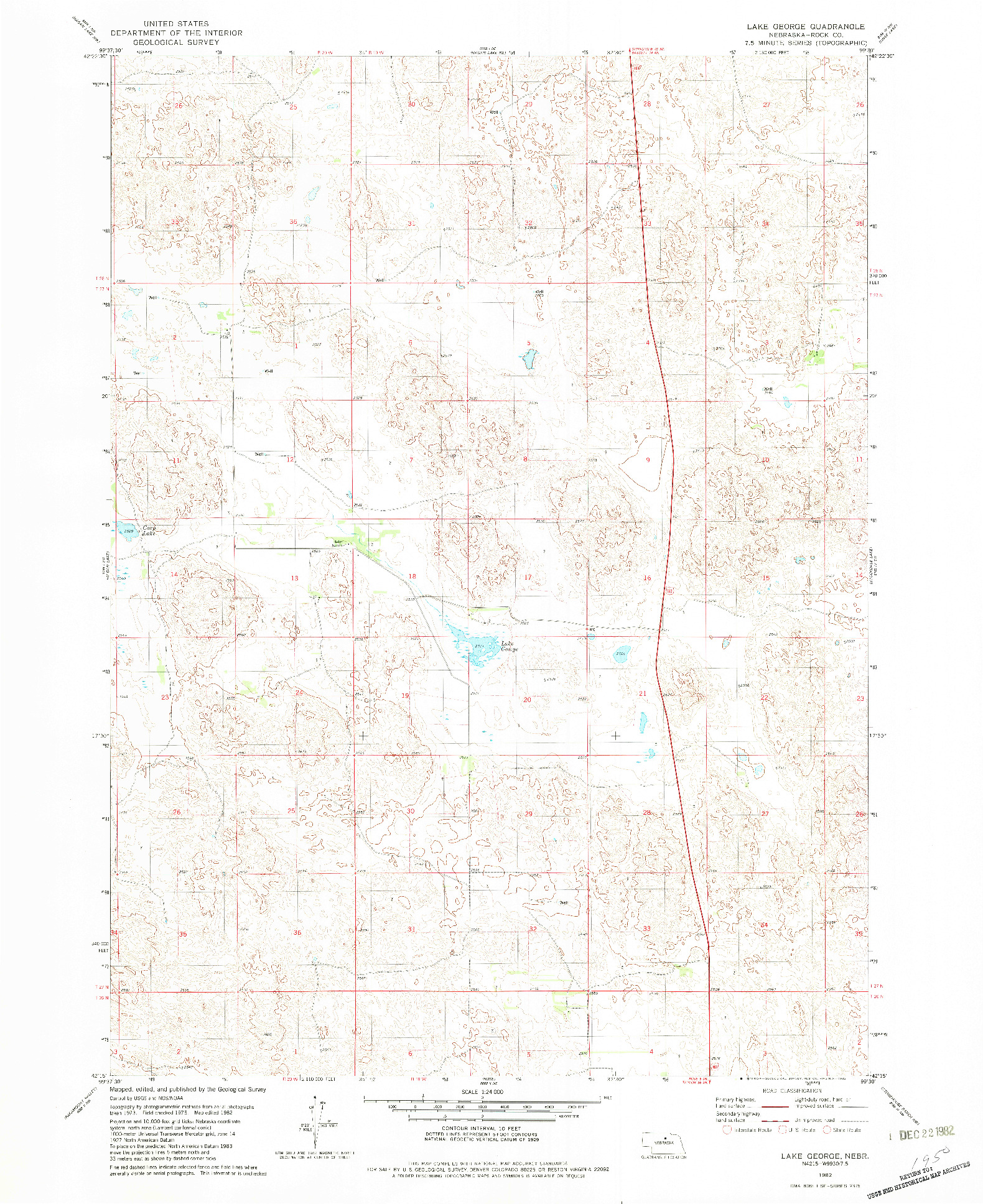 USGS 1:24000-SCALE QUADRANGLE FOR LAKE GEORGE, NE 1982