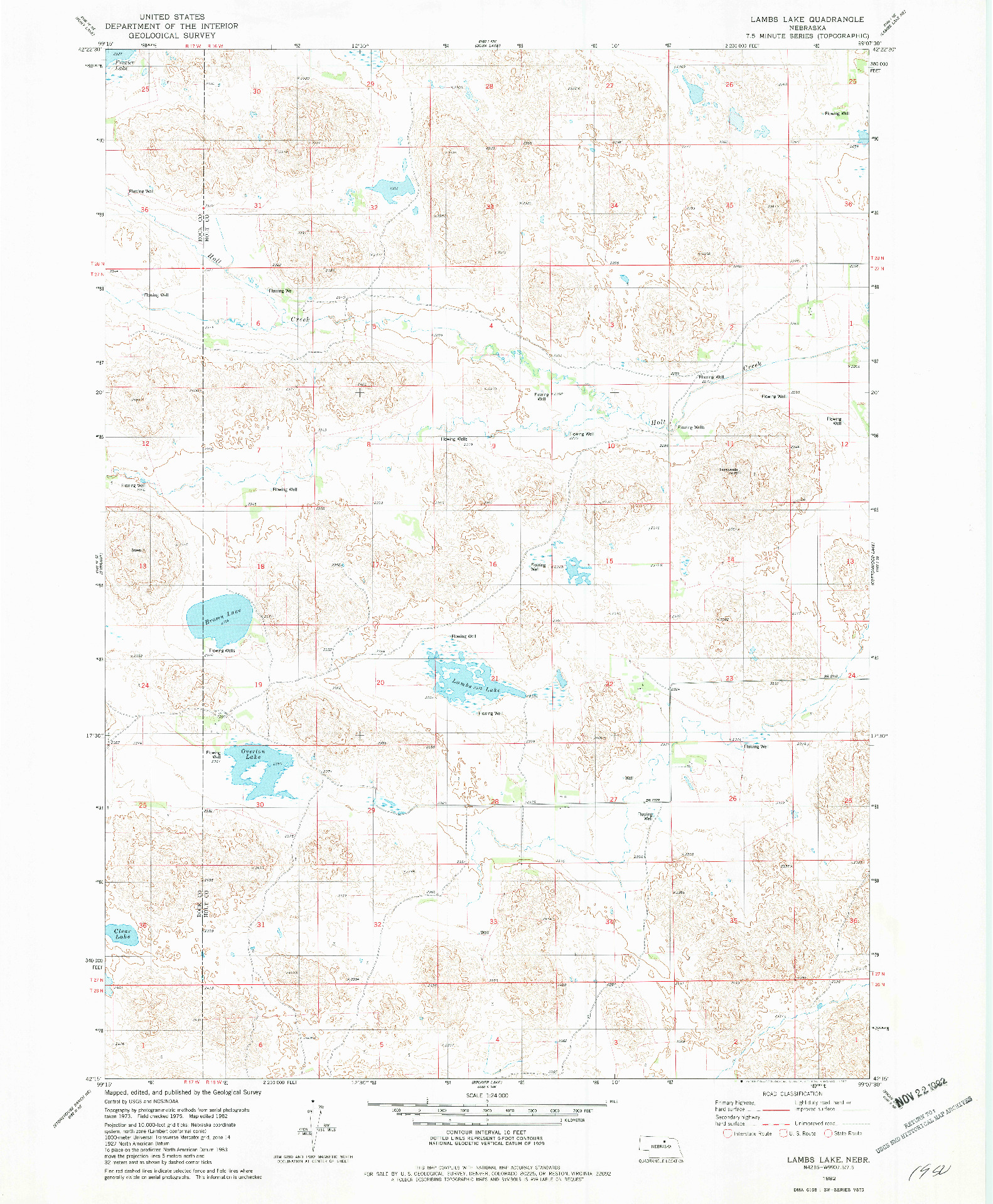USGS 1:24000-SCALE QUADRANGLE FOR LAMBS LAKE, NE 1982