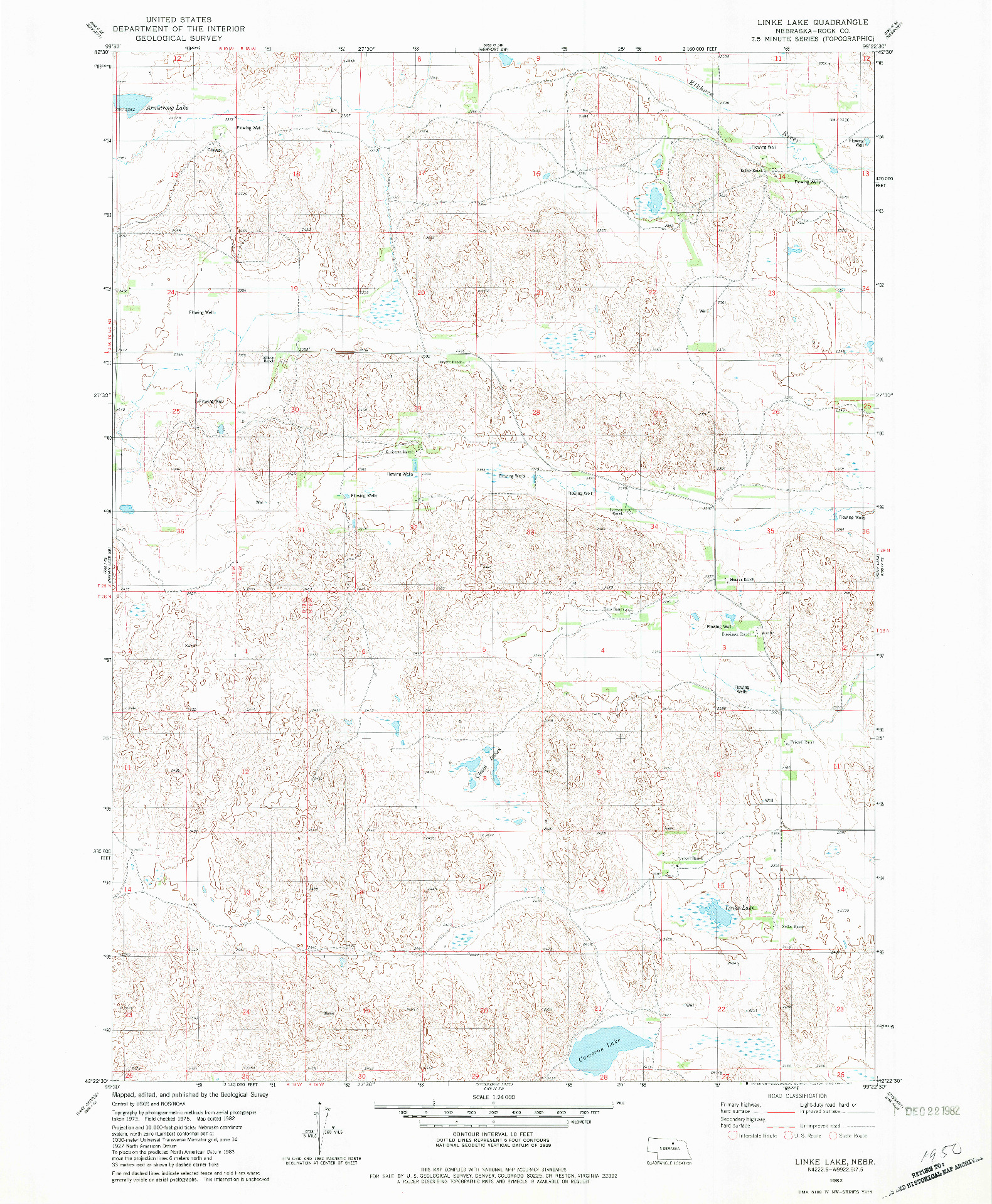 USGS 1:24000-SCALE QUADRANGLE FOR LINKE LAKE, NE 1982