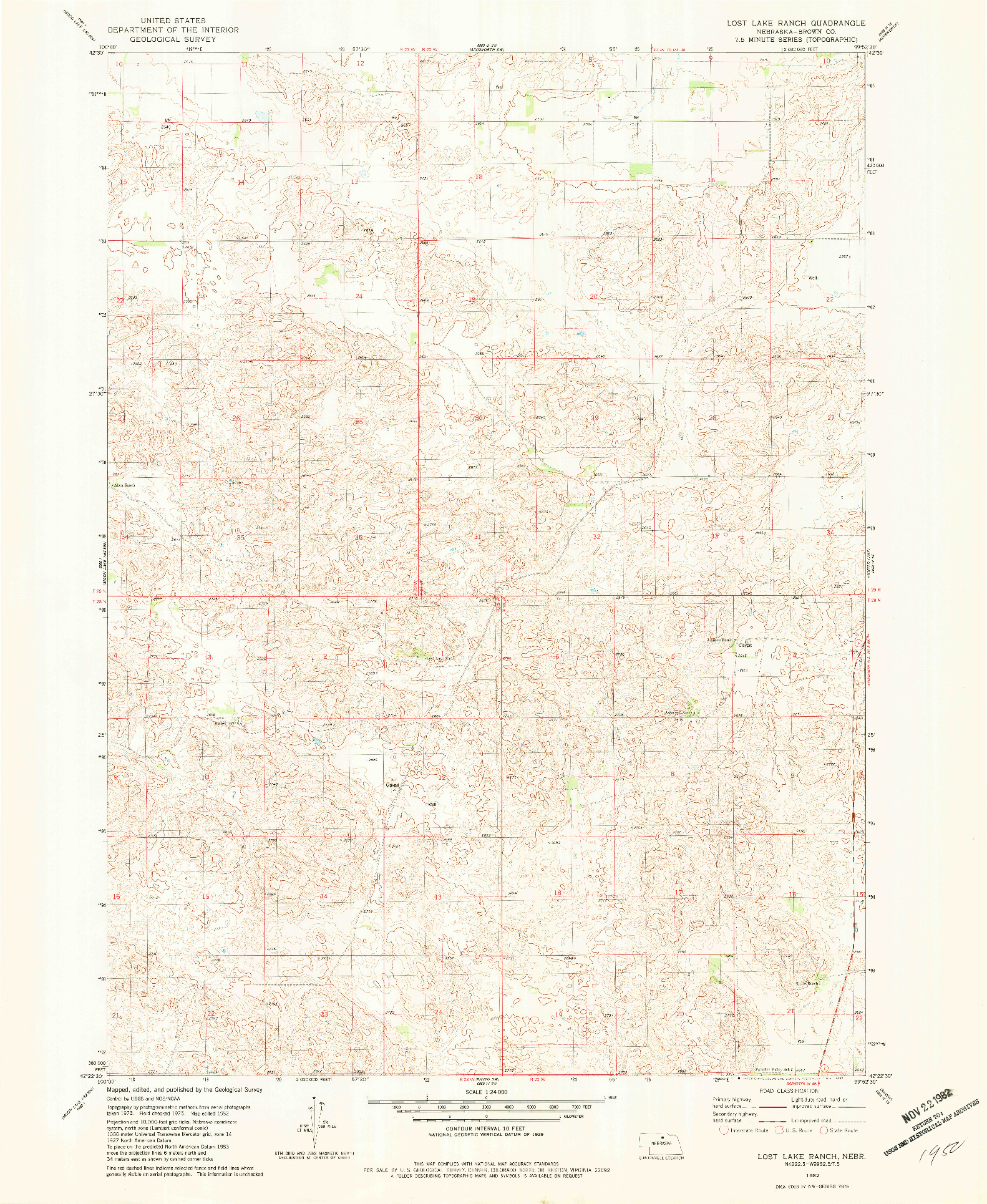 USGS 1:24000-SCALE QUADRANGLE FOR LOST LAKE RANCH, NE 1982