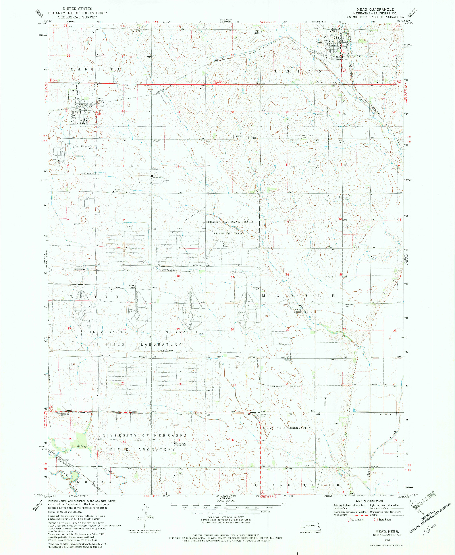 USGS 1:24000-SCALE QUADRANGLE FOR MEAD, NE 1969