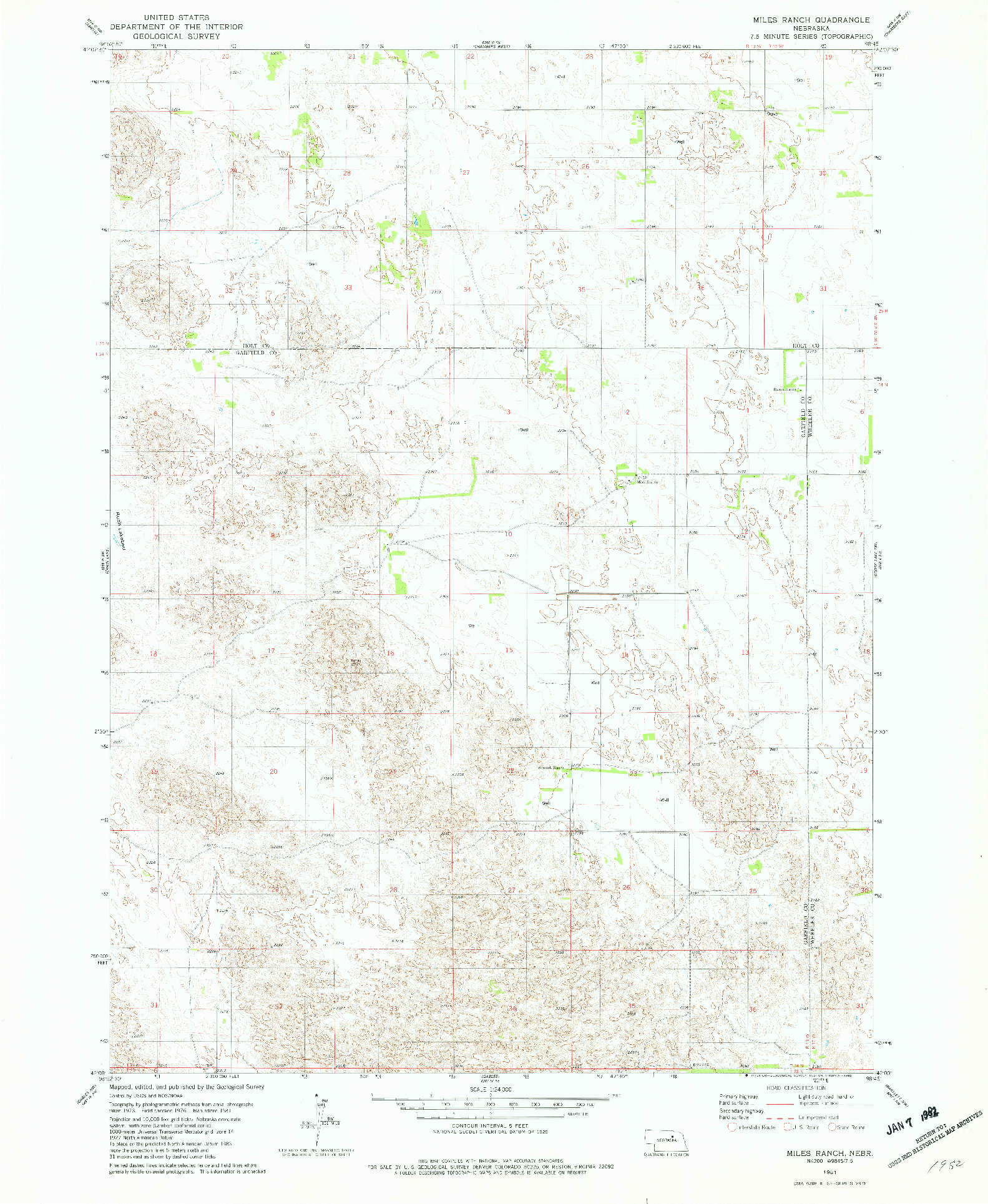USGS 1:24000-SCALE QUADRANGLE FOR MILES RANCH, NE 1981