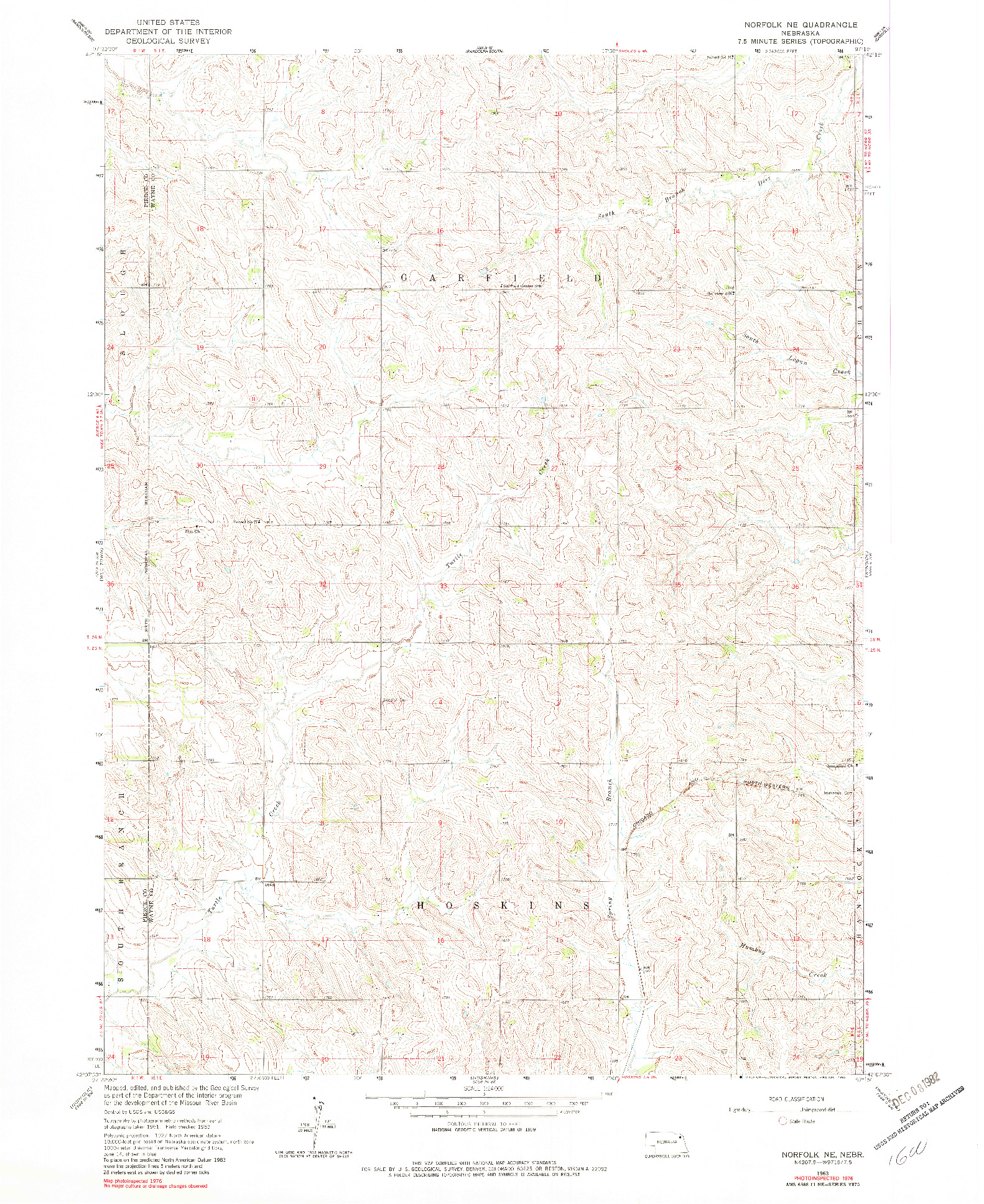 USGS 1:24000-SCALE QUADRANGLE FOR NORFOLK NE, NE 1963