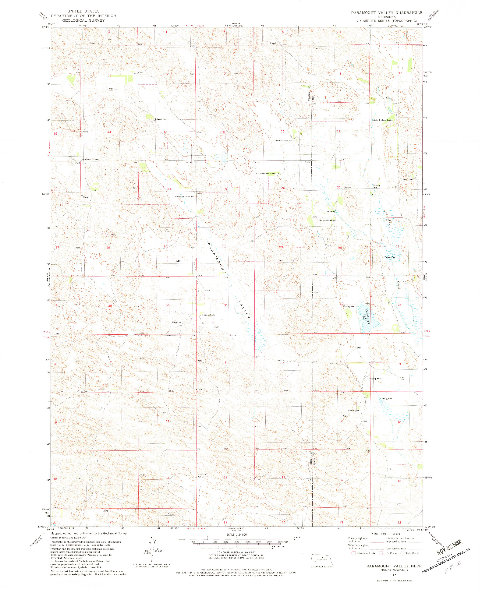 USGS 1:24000-SCALE QUADRANGLE FOR PARAMOUNT VALLEY, NE 1981
