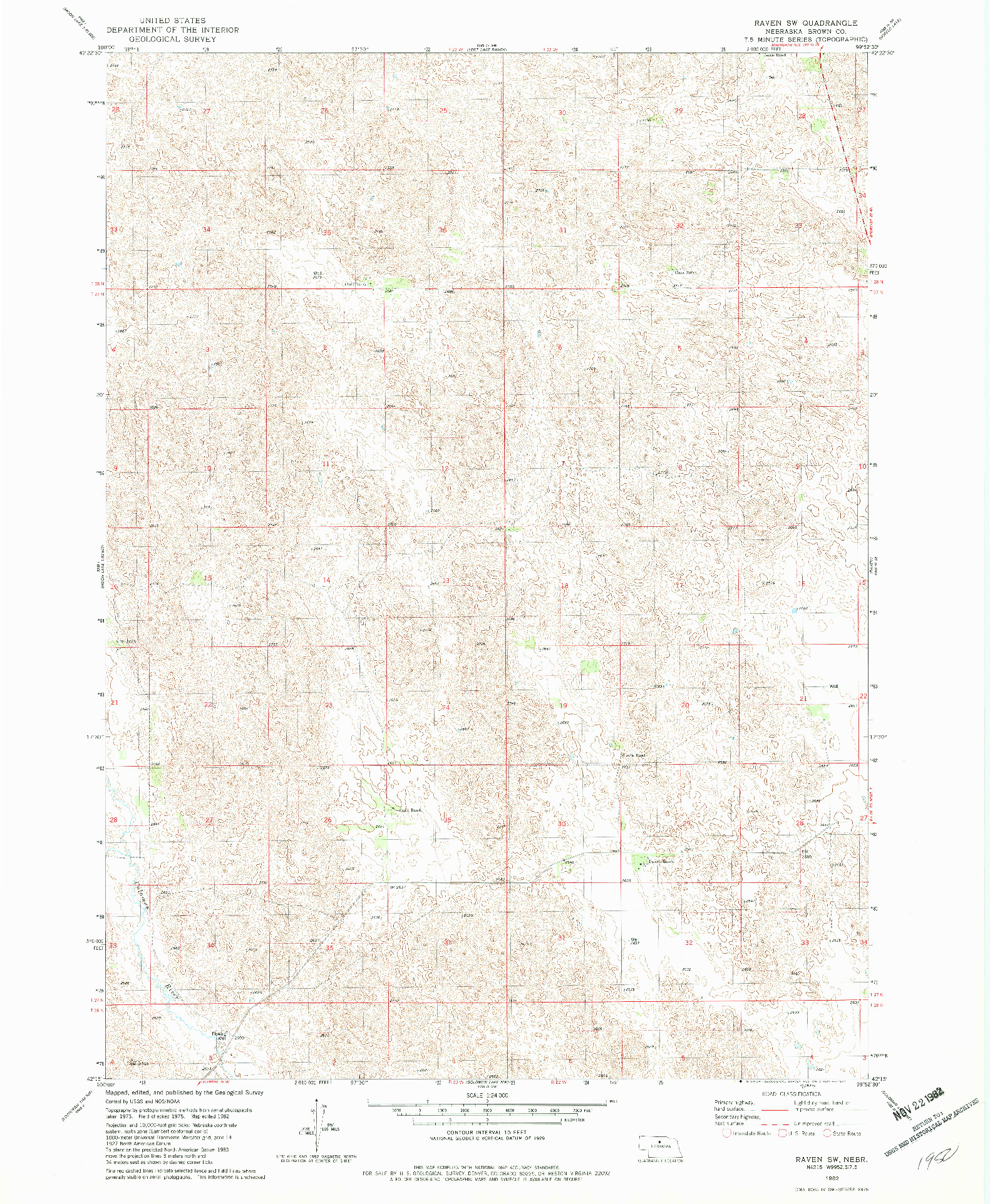 USGS 1:24000-SCALE QUADRANGLE FOR RAVEN SW, NE 1982