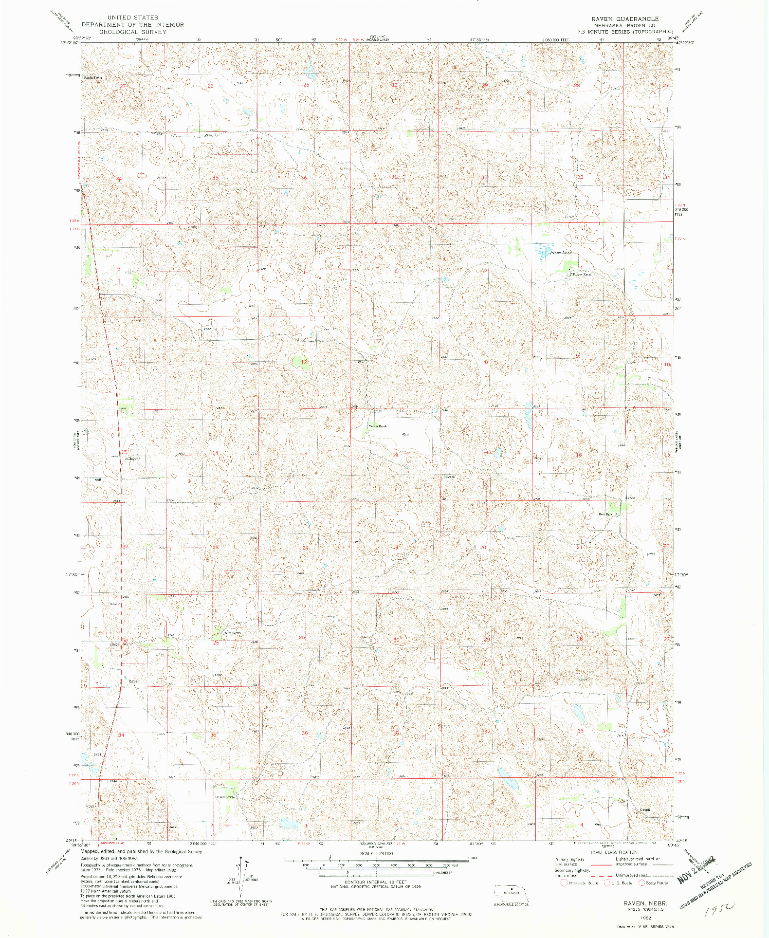USGS 1:24000-SCALE QUADRANGLE FOR RAVEN, NE 1982