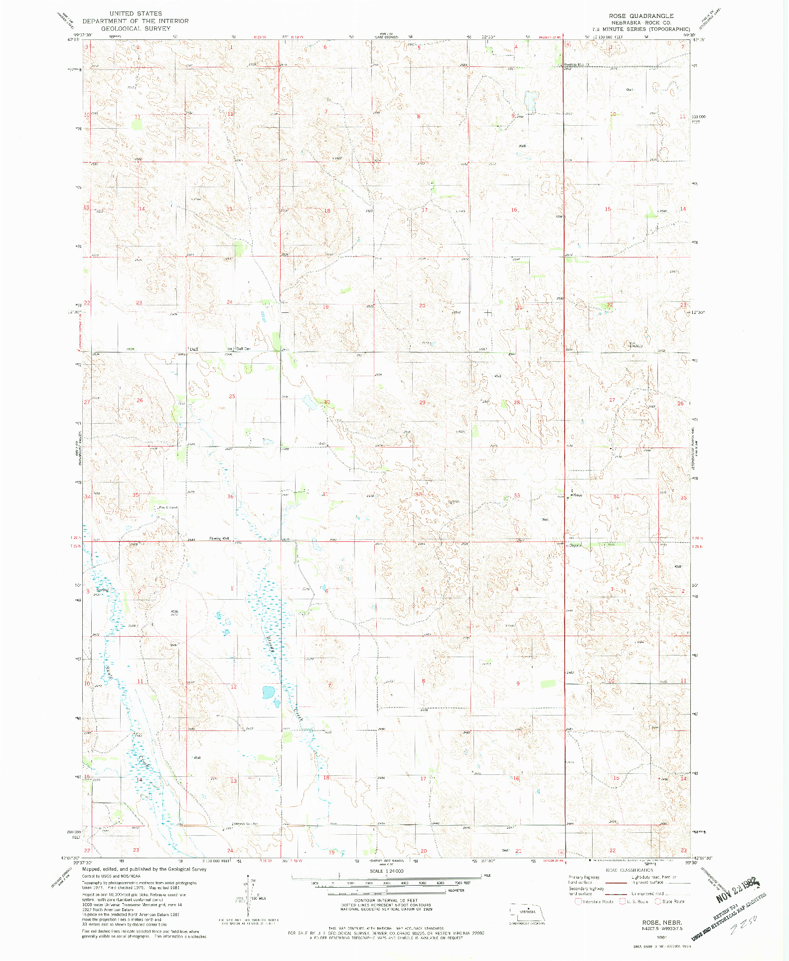 USGS 1:24000-SCALE QUADRANGLE FOR ROSE, NE 1981