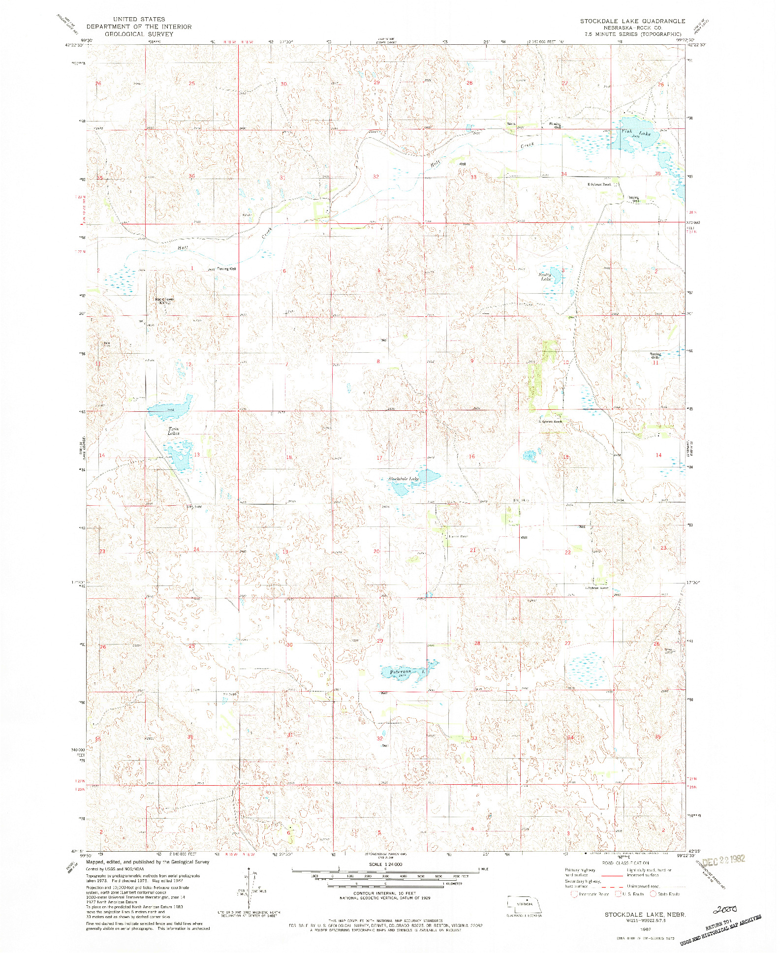 USGS 1:24000-SCALE QUADRANGLE FOR STOCKDALE LAKE, NE 1982