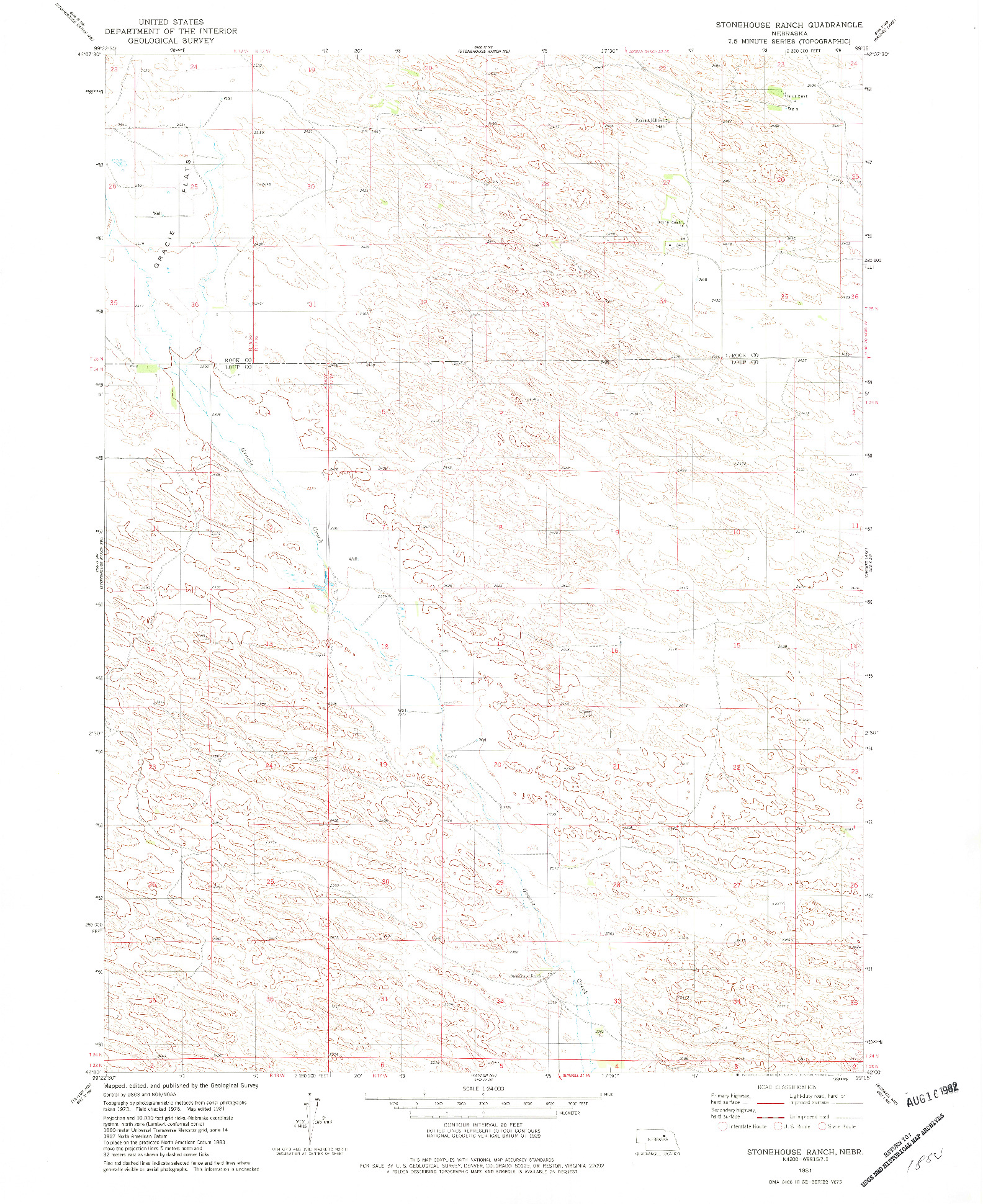 USGS 1:24000-SCALE QUADRANGLE FOR STONEHOUSE RANCH, NE 1981
