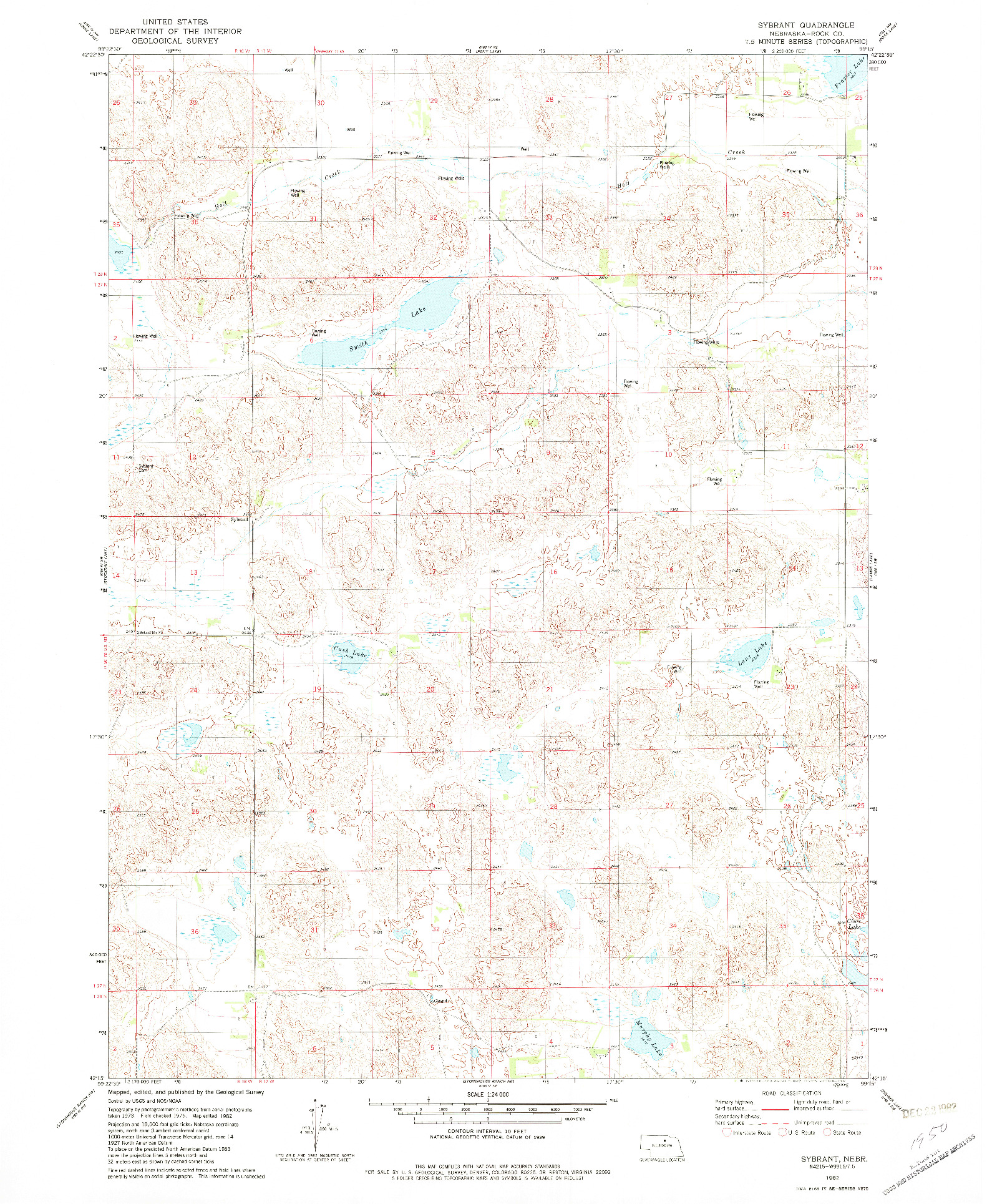 USGS 1:24000-SCALE QUADRANGLE FOR SYBRANT, NE 1982