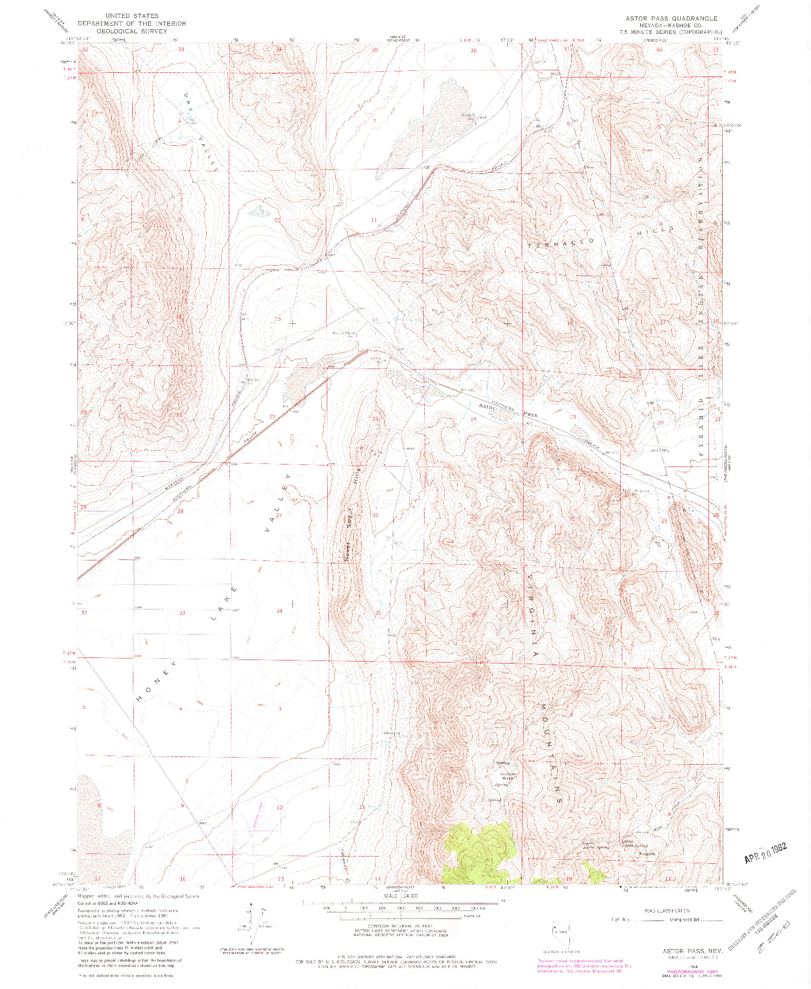 USGS 1:24000-SCALE QUADRANGLE FOR ASTOR PASS, NV 1964