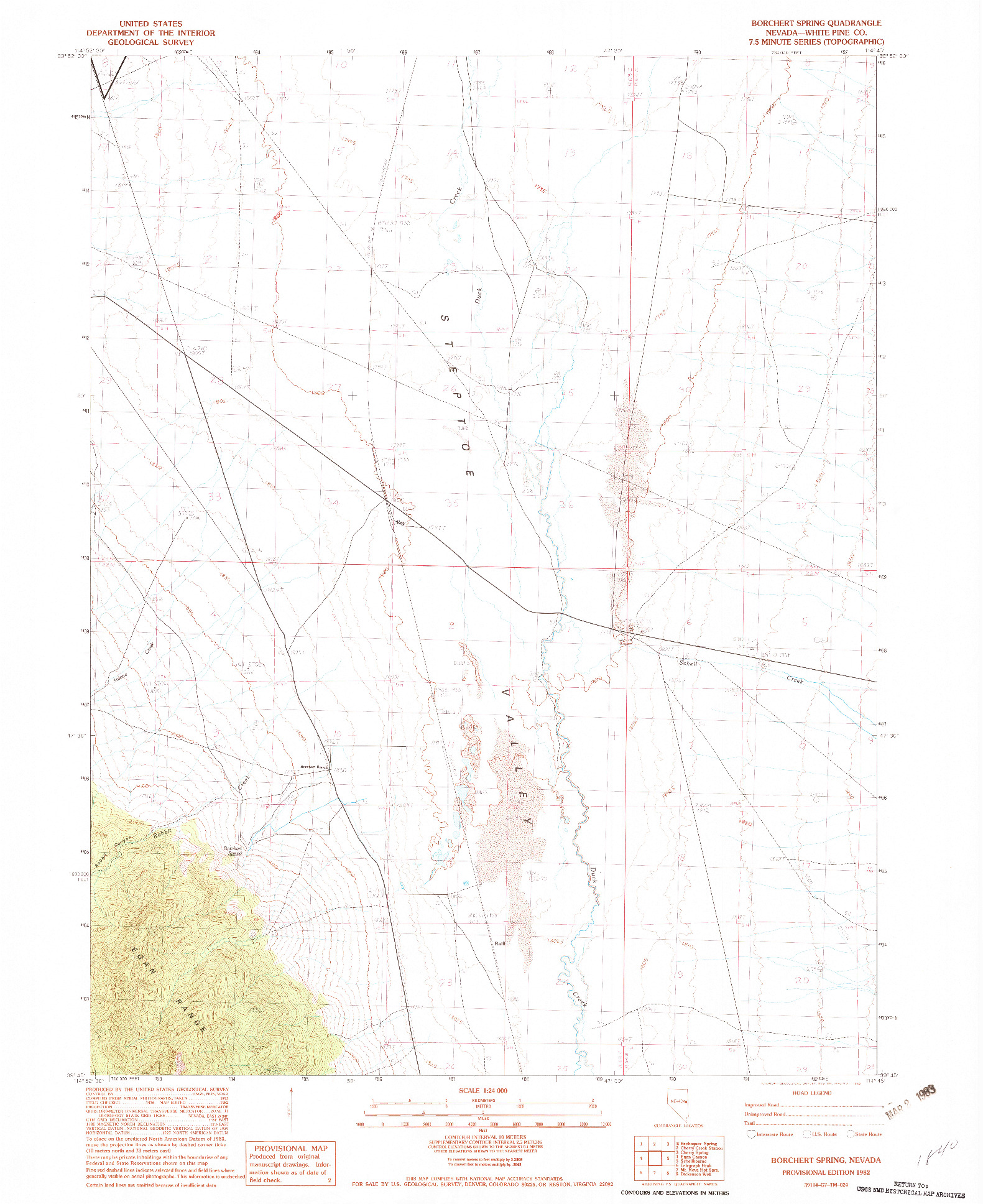 USGS 1:24000-SCALE QUADRANGLE FOR BORCHERT SPRING, NV 1982