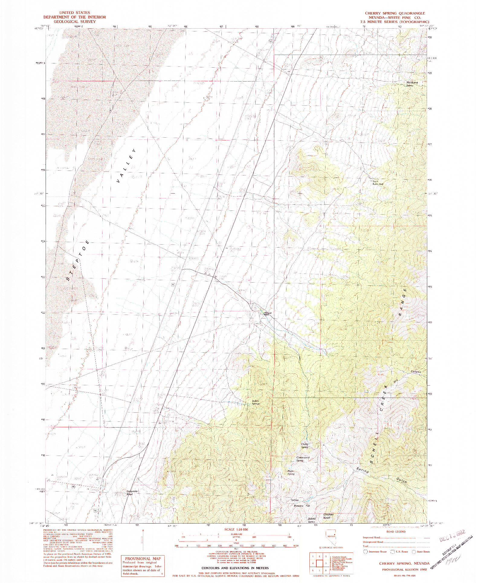 USGS 1:24000-SCALE QUADRANGLE FOR CHERRY  SPRING, NV 1982