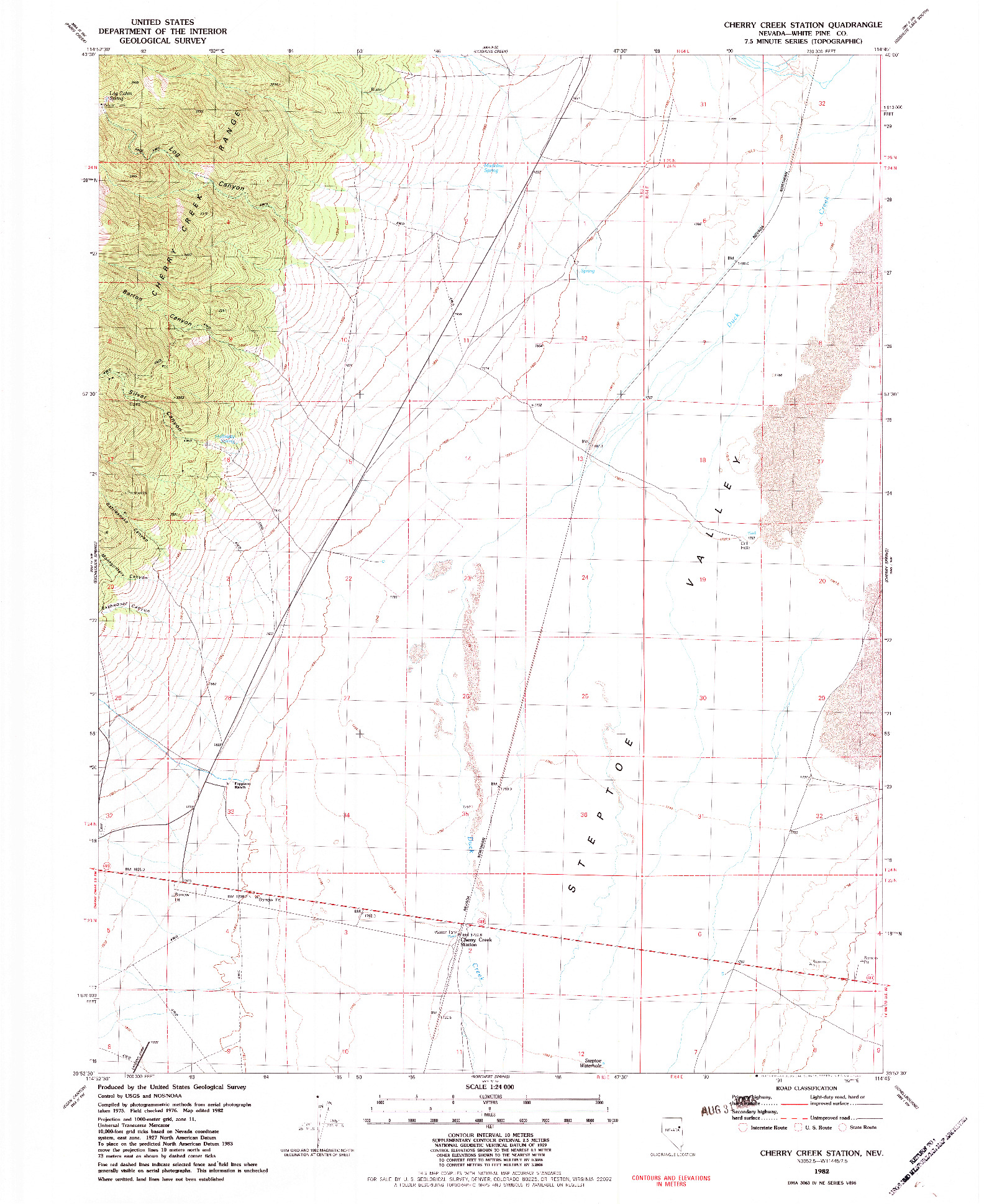 USGS 1:24000-SCALE QUADRANGLE FOR CHERRY CREEK STATION, NV 1982