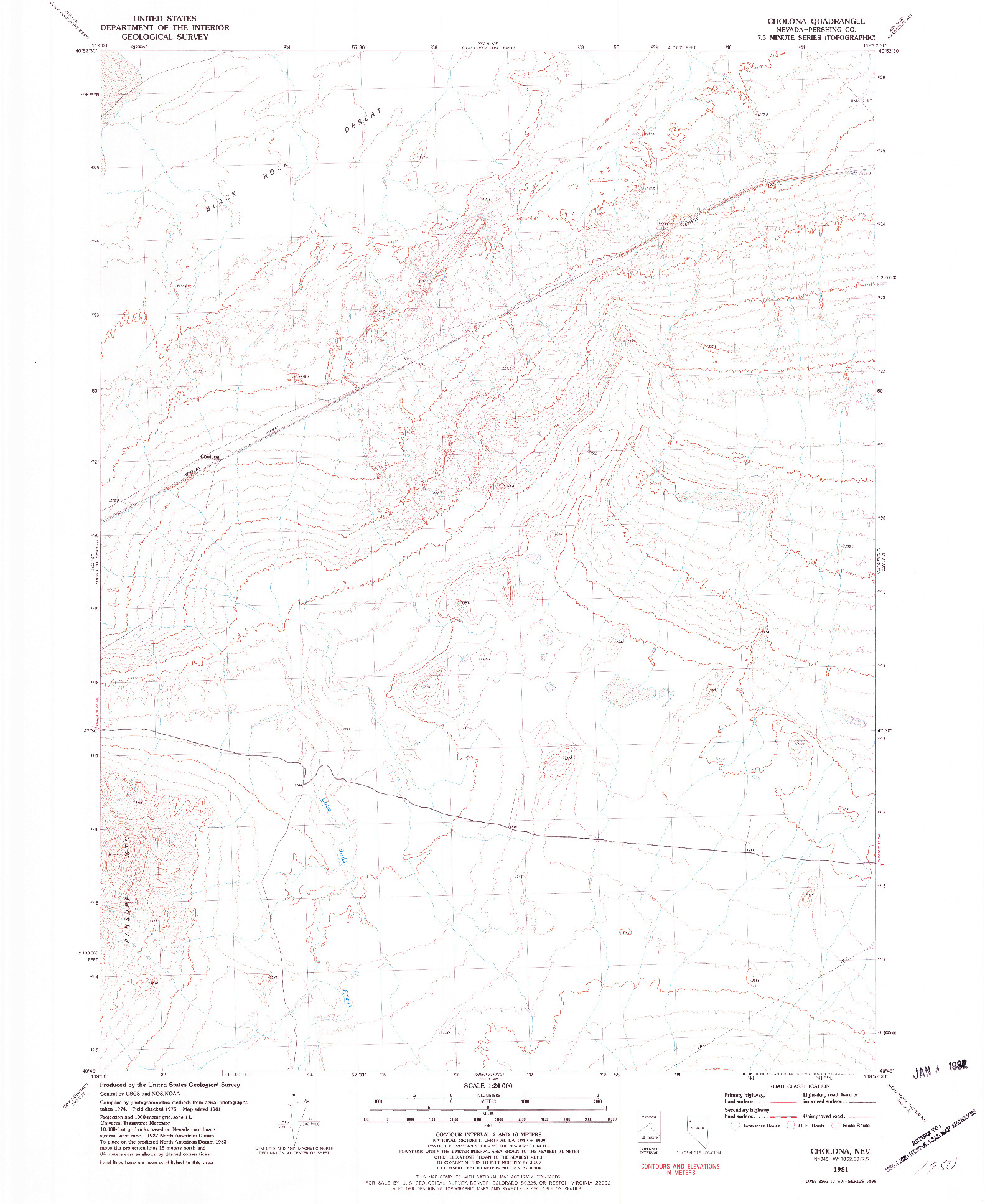 USGS 1:24000-SCALE QUADRANGLE FOR CHOLONA, NV 1981