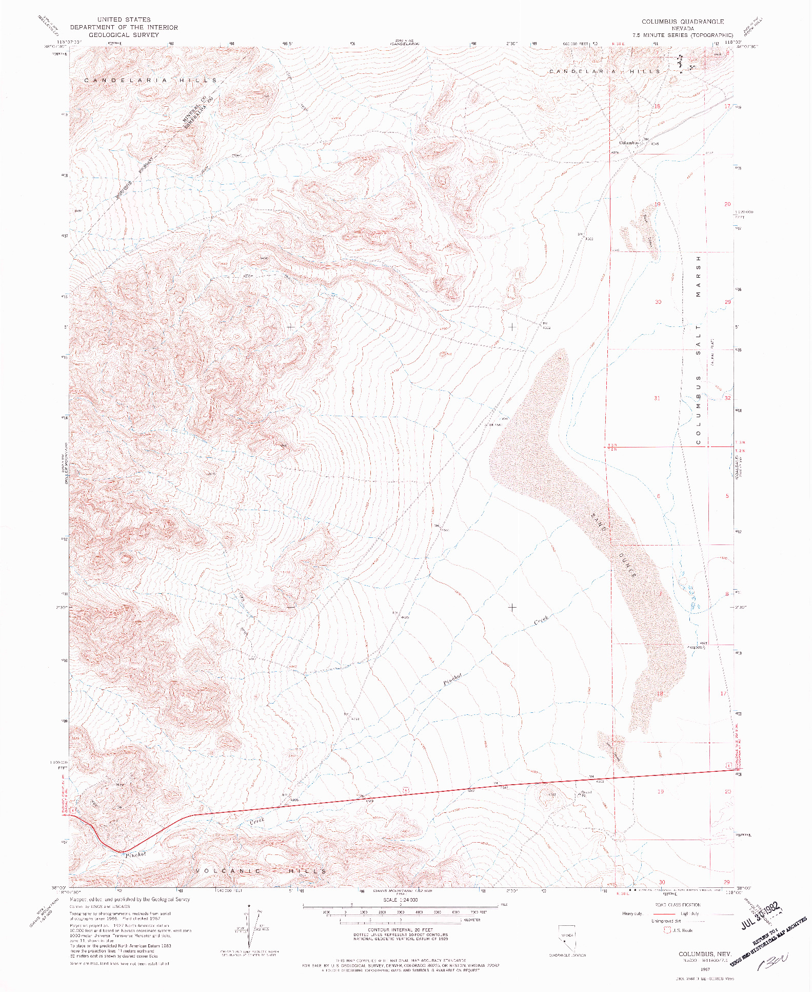 USGS 1:24000-SCALE QUADRANGLE FOR COLUMBUS, NV 1967