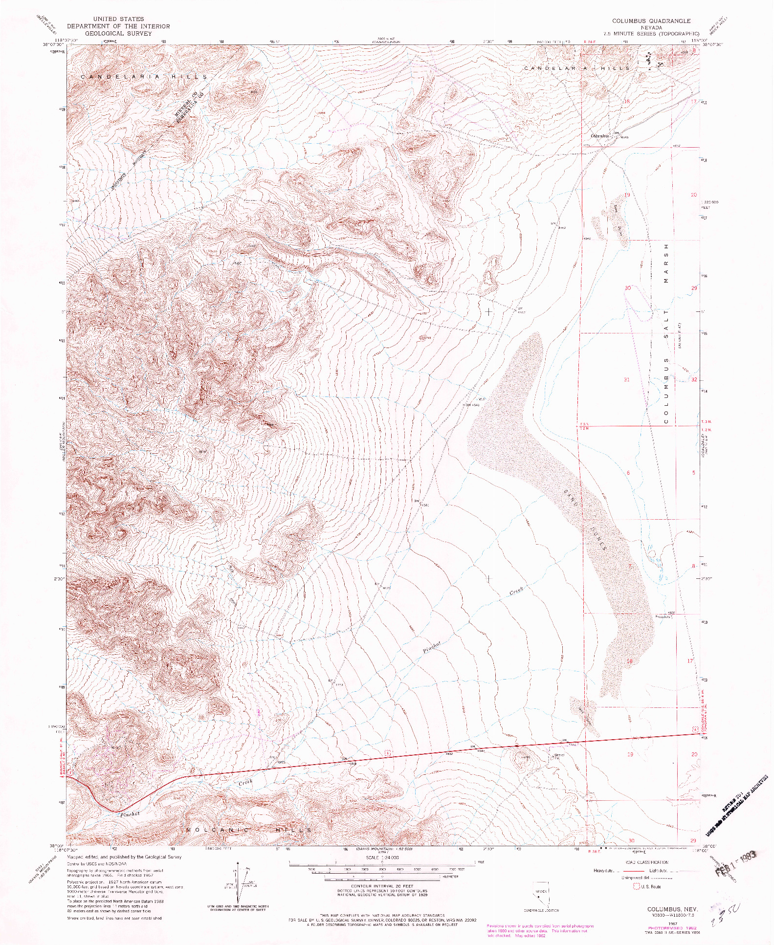USGS 1:24000-SCALE QUADRANGLE FOR COLUMBUS, NV 1967