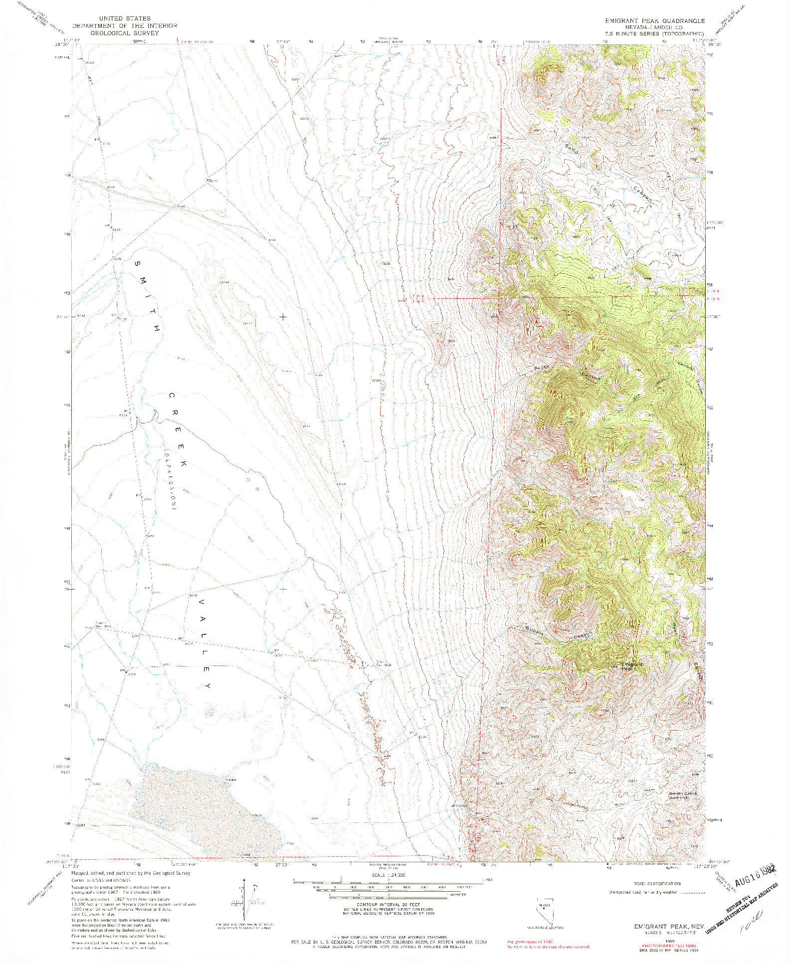 USGS 1:24000-SCALE QUADRANGLE FOR EMIGRANT PEAK, NV 1969