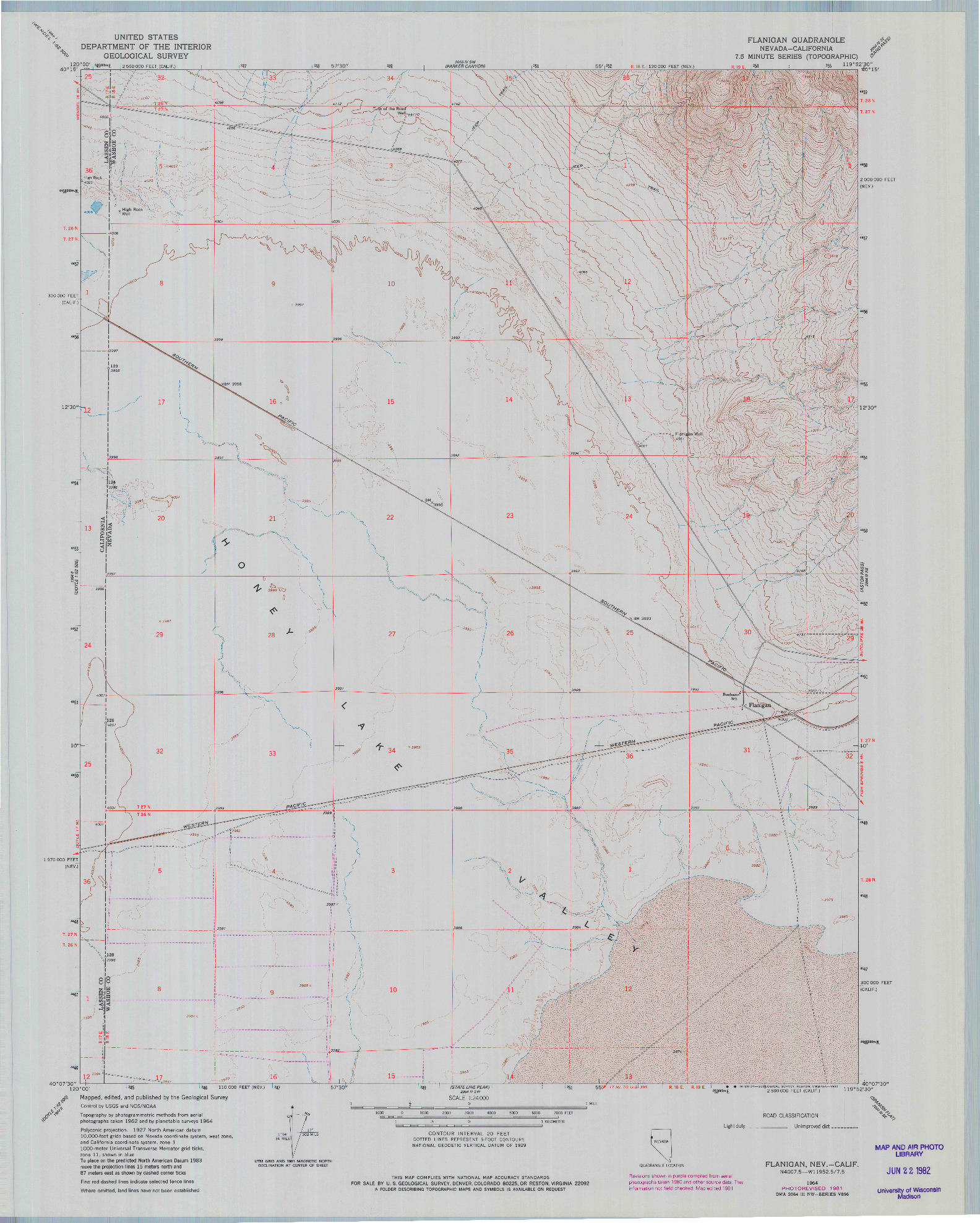 USGS 1:24000-SCALE QUADRANGLE FOR FLANIGAN, NV 1964