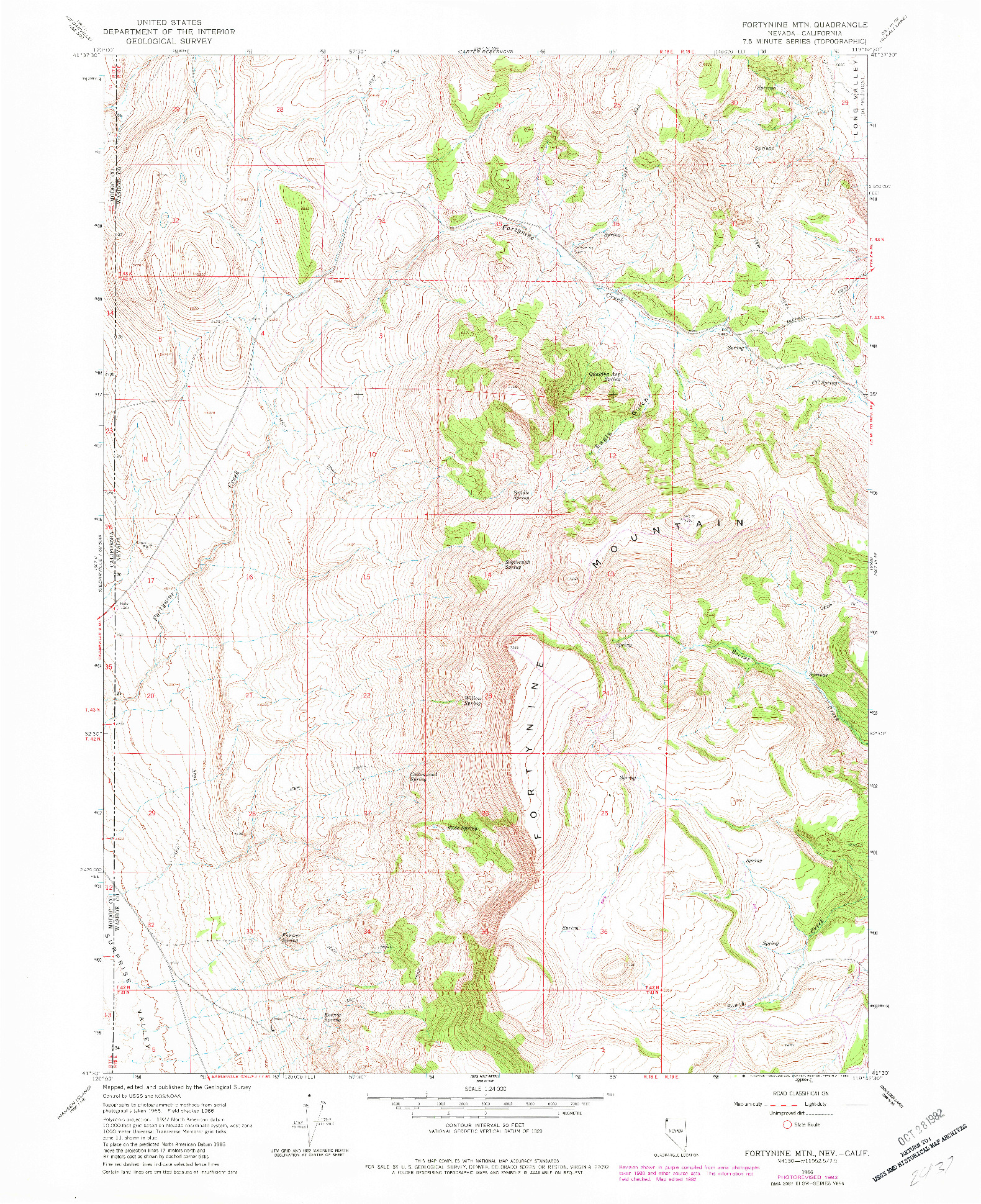 USGS 1:24000-SCALE QUADRANGLE FOR FORTYNINE MTN., NV 1966