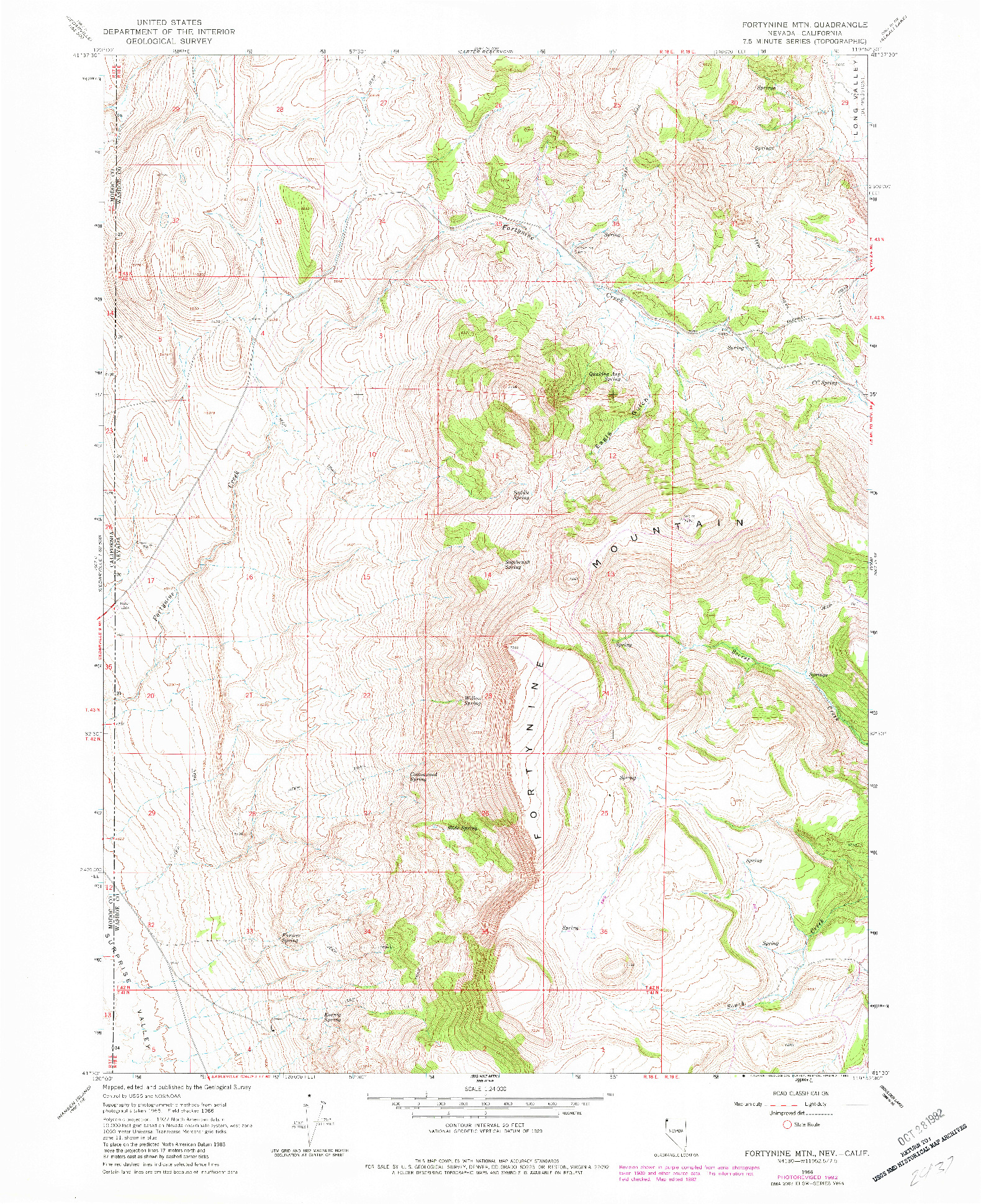 USGS 1:24000-SCALE QUADRANGLE FOR FORTYNINE MTN., NV 1966