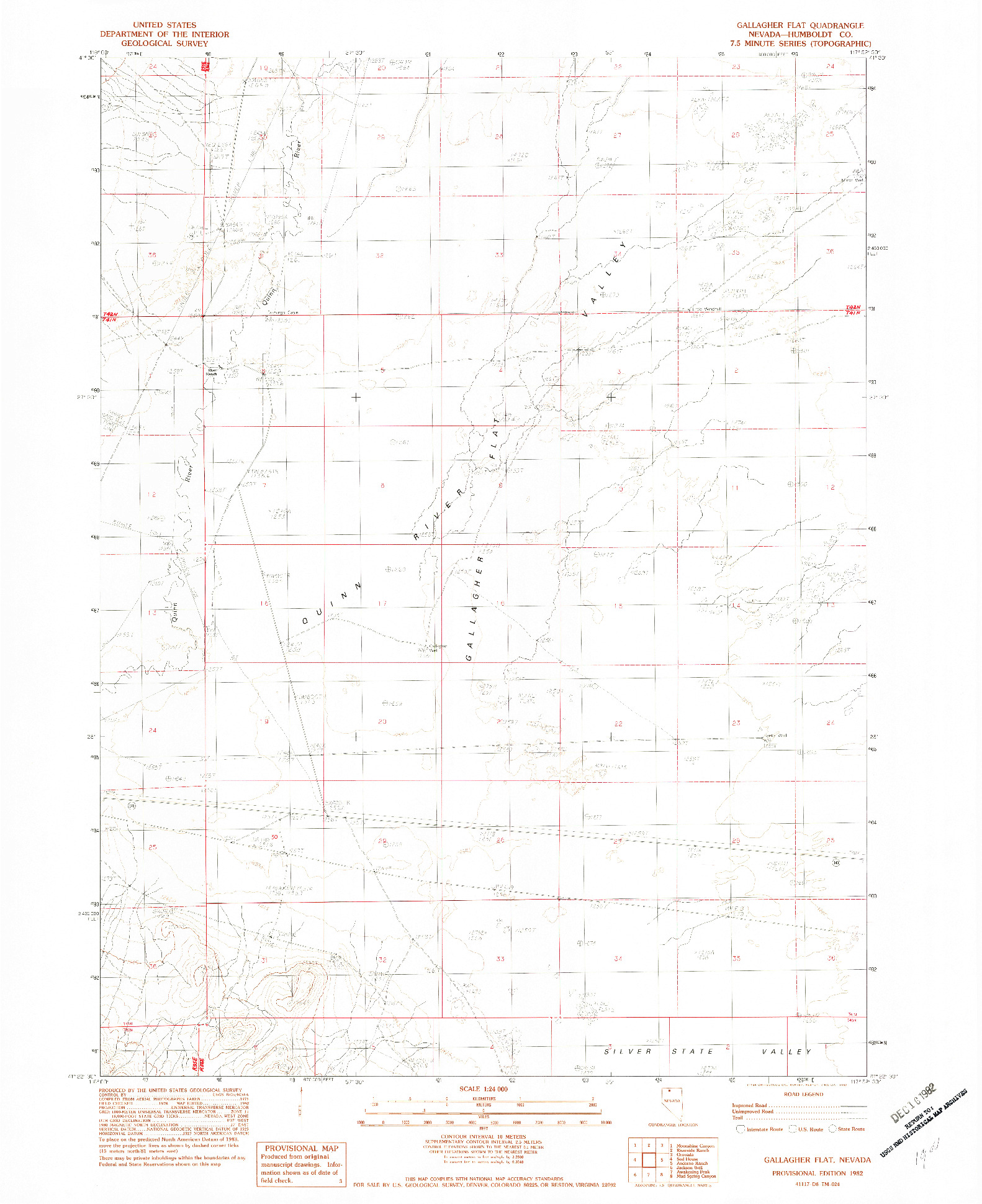USGS 1:24000-SCALE QUADRANGLE FOR GALLAGHER FLAT, NV 1982