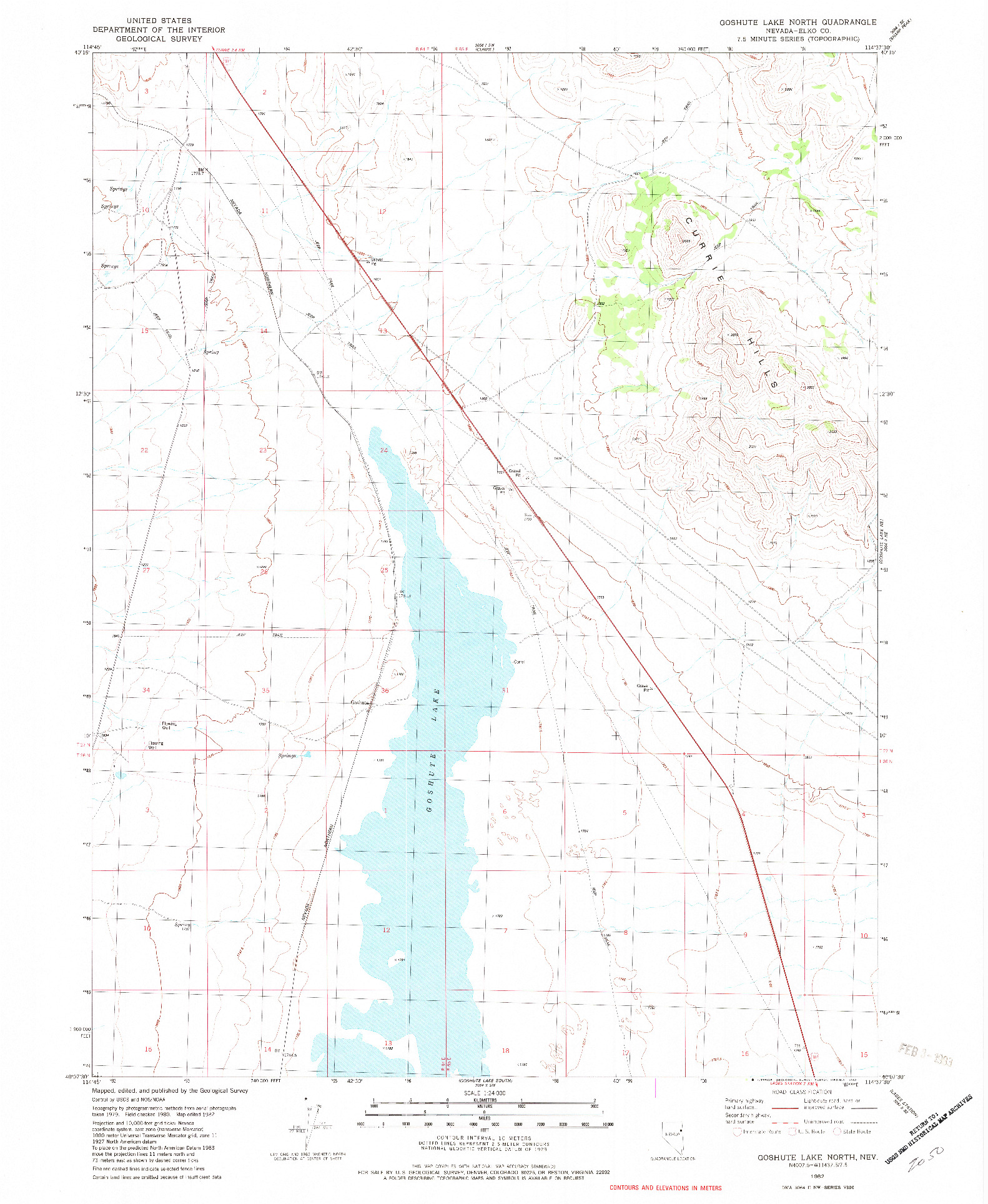 USGS 1:24000-SCALE QUADRANGLE FOR GOSHUTE LAKE NORTH, NV 1982