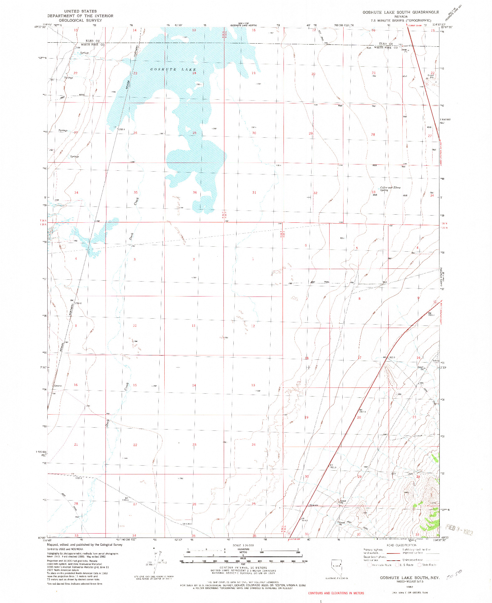USGS 1:24000-SCALE QUADRANGLE FOR GOSHUTE LAKE SOUTH, NV 1982