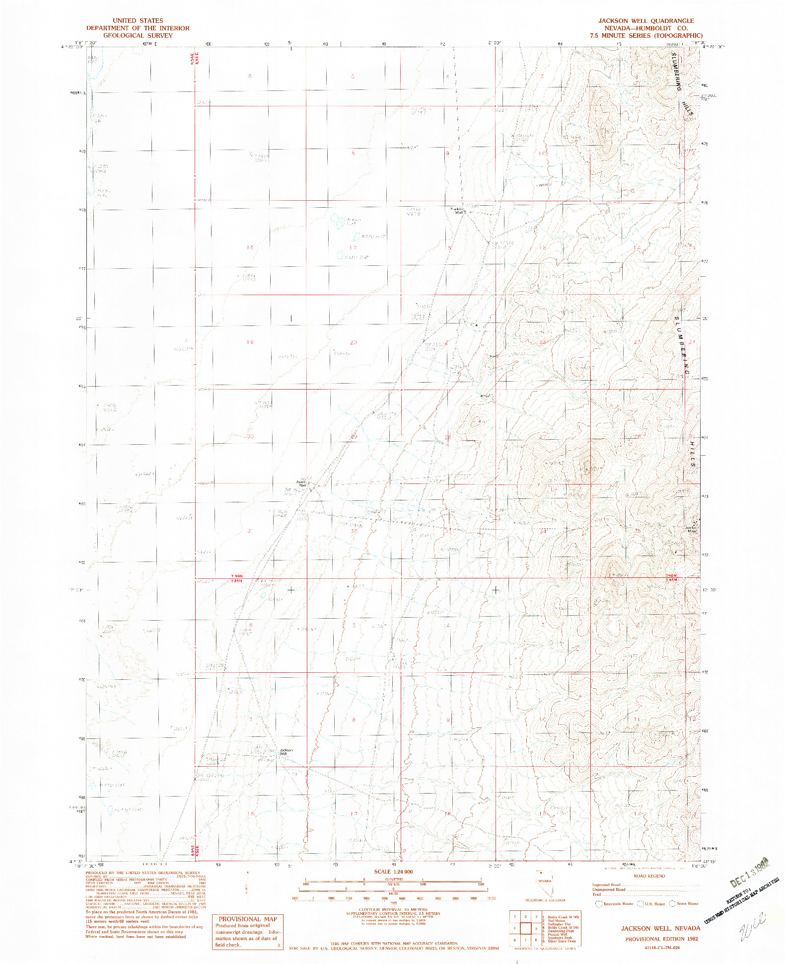 USGS 1:24000-SCALE QUADRANGLE FOR JACKSON WELL, NV 1982