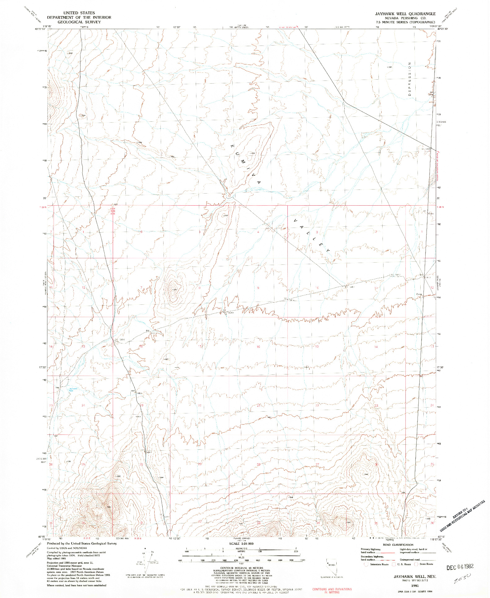 USGS 1:24000-SCALE QUADRANGLE FOR JAYHAWK WELL, NV 1981