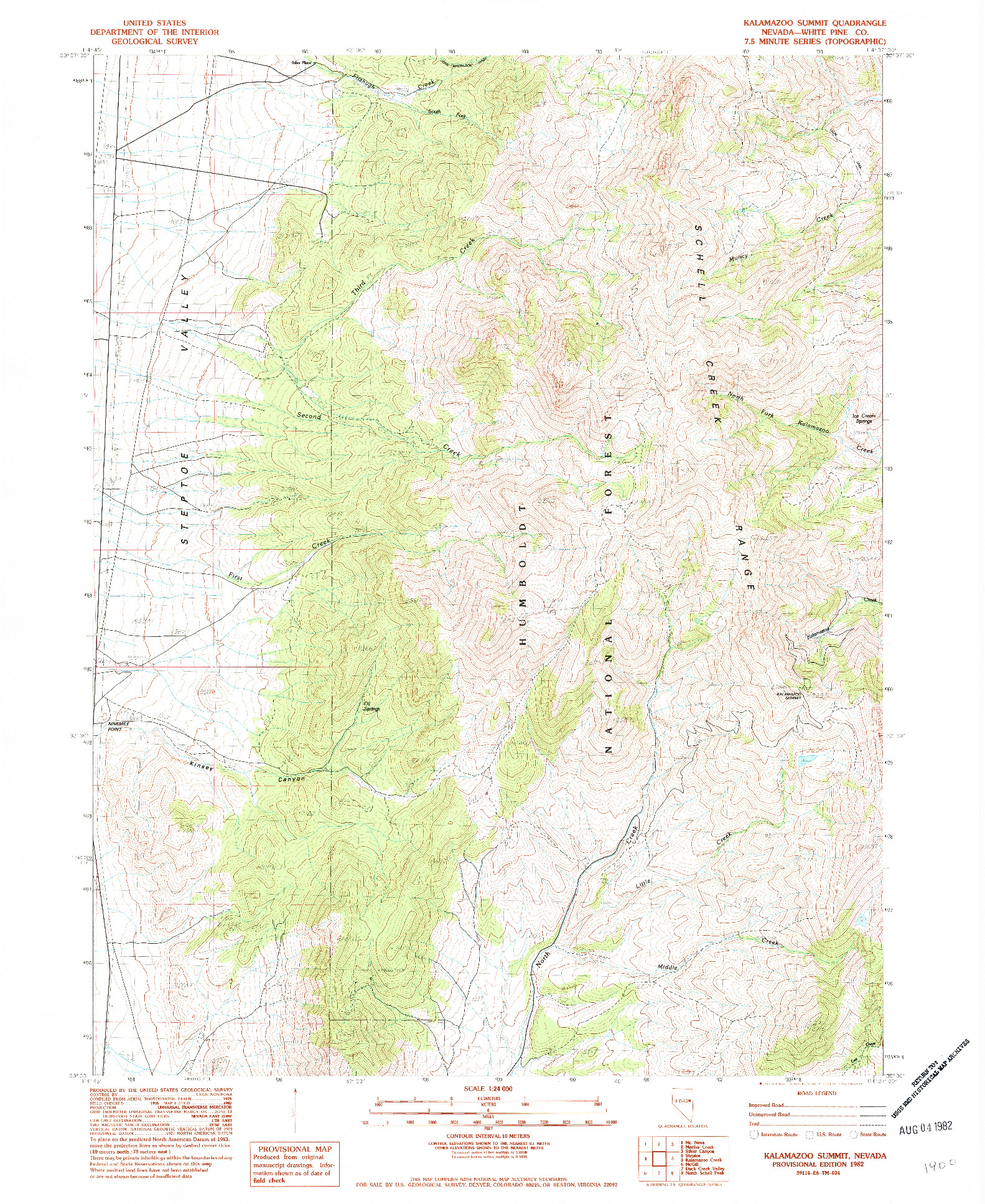 USGS 1:24000-SCALE QUADRANGLE FOR KALAMAZOO SUMMIT, NV 1982