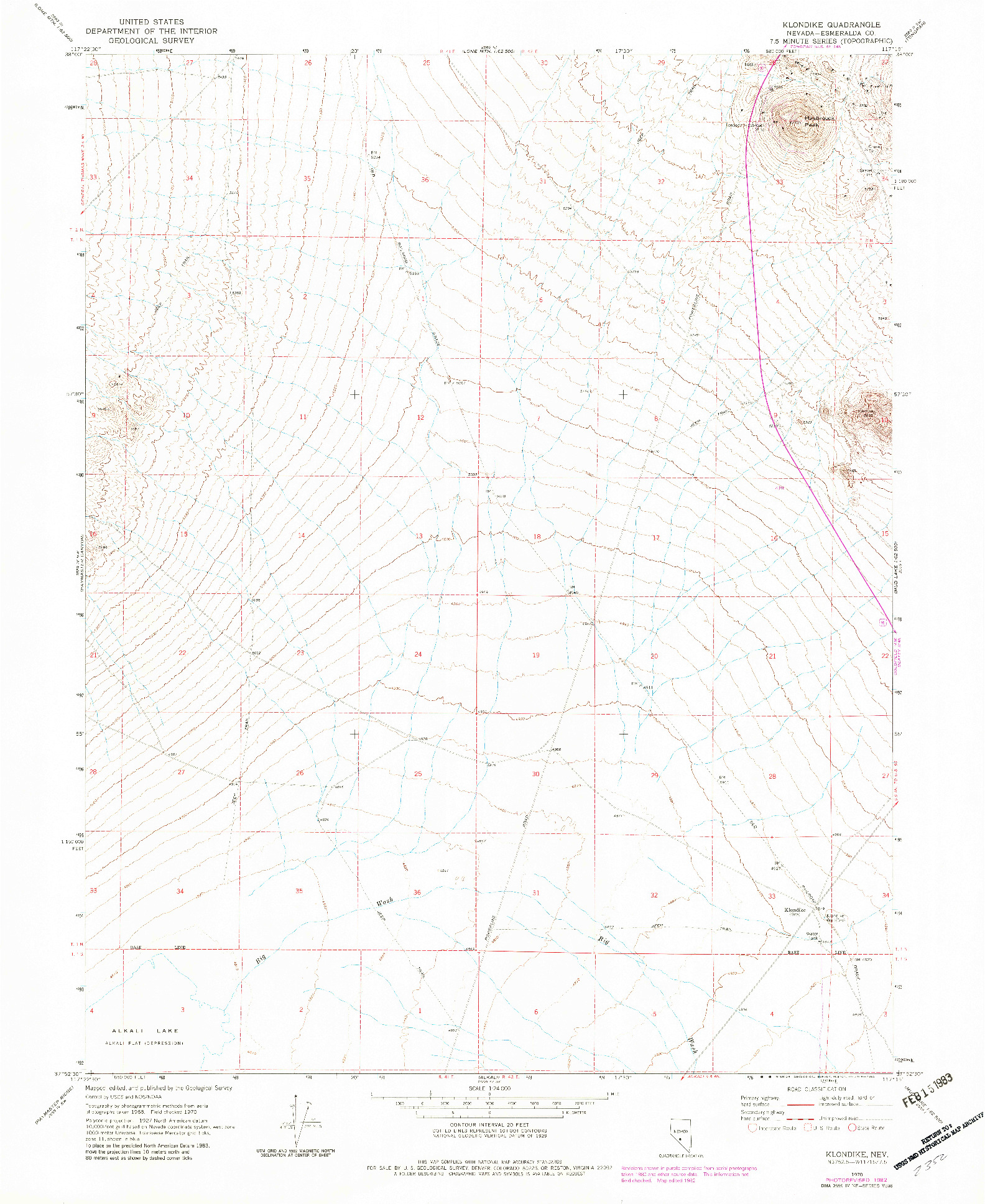 USGS 1:24000-SCALE QUADRANGLE FOR KLONDIKE, NV 1970